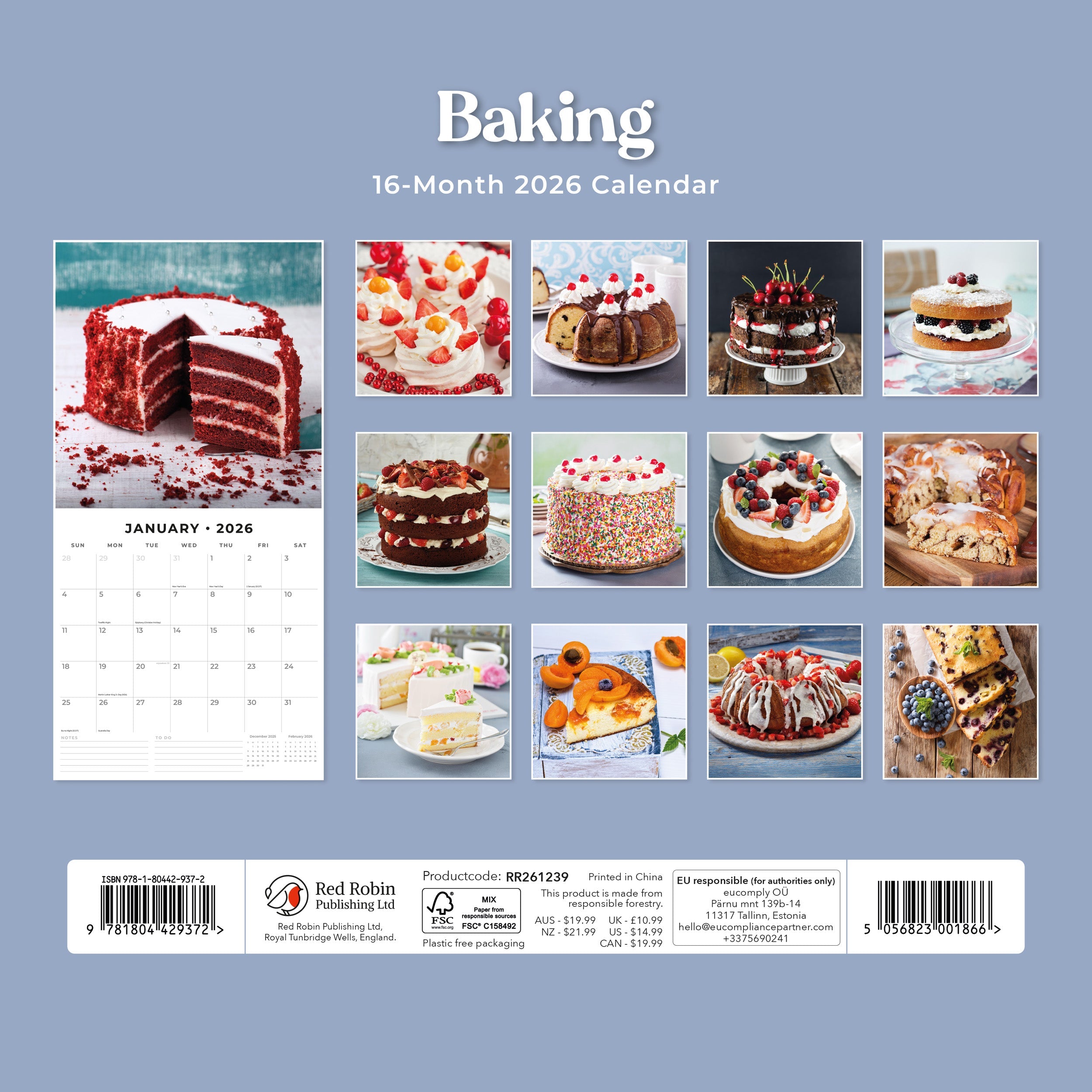 2026 Baking - Square Wall Calendar