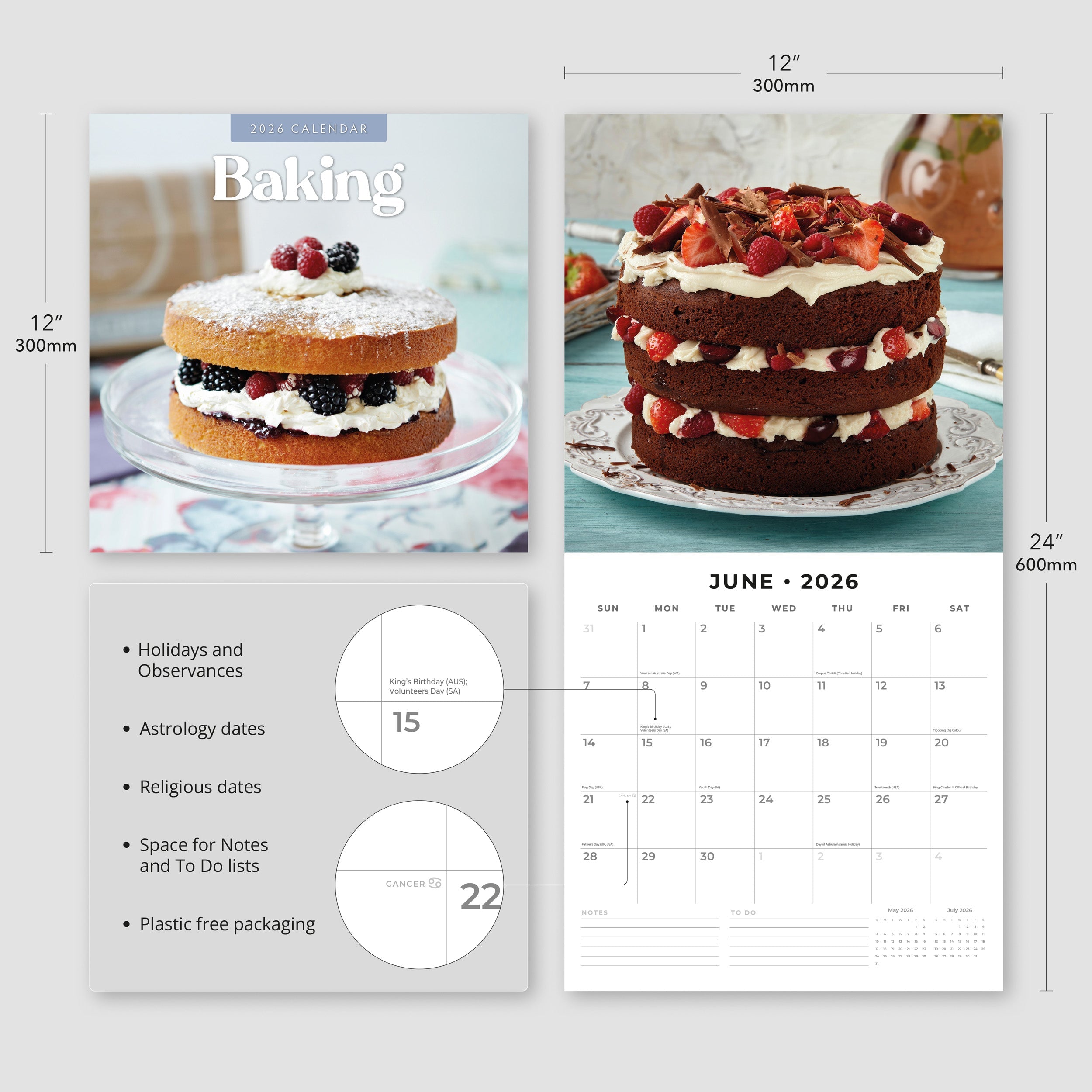 2026 Baking - Square Wall Calendar