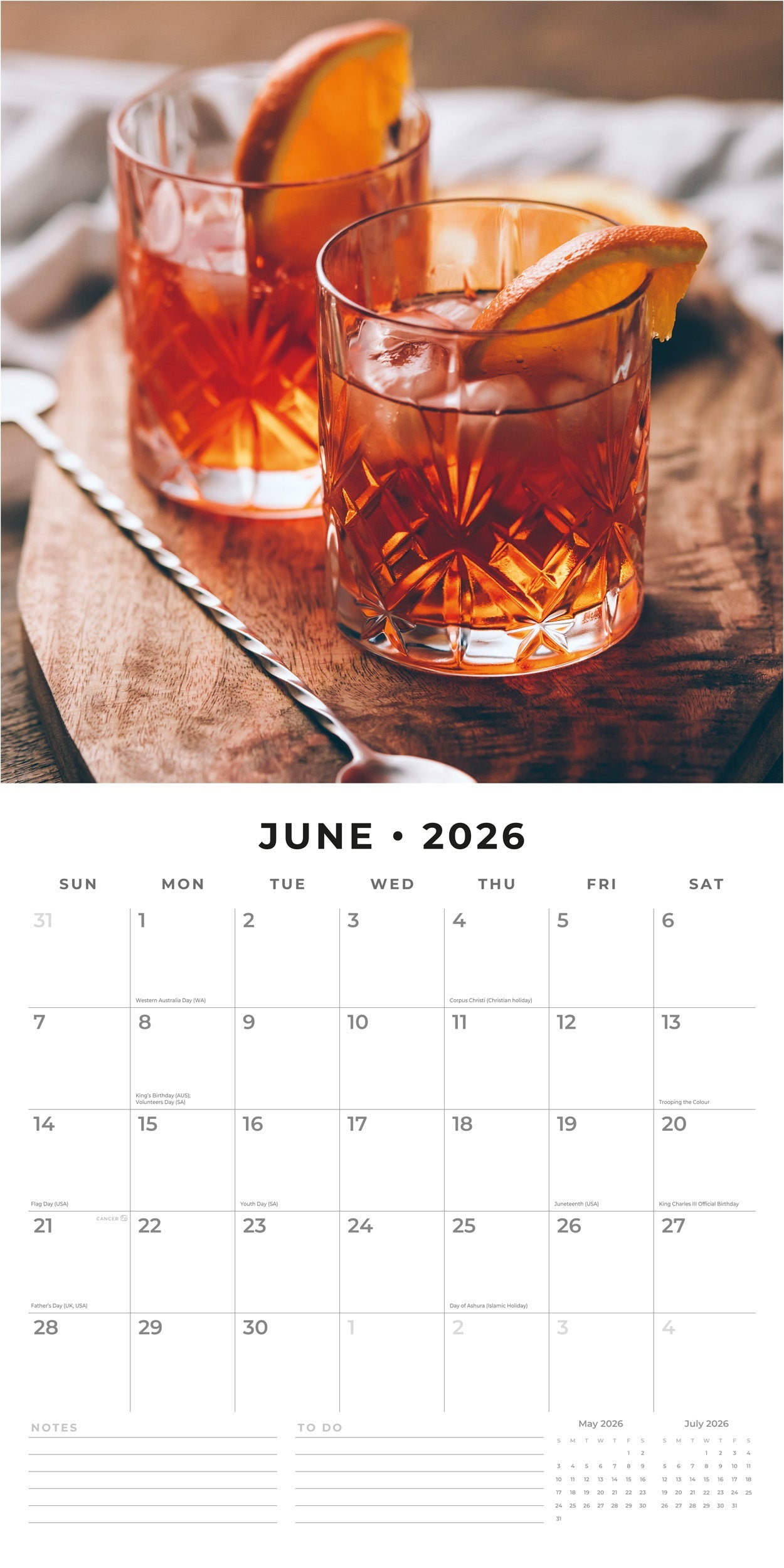 2026 Cocktails - Square Wall Calendar