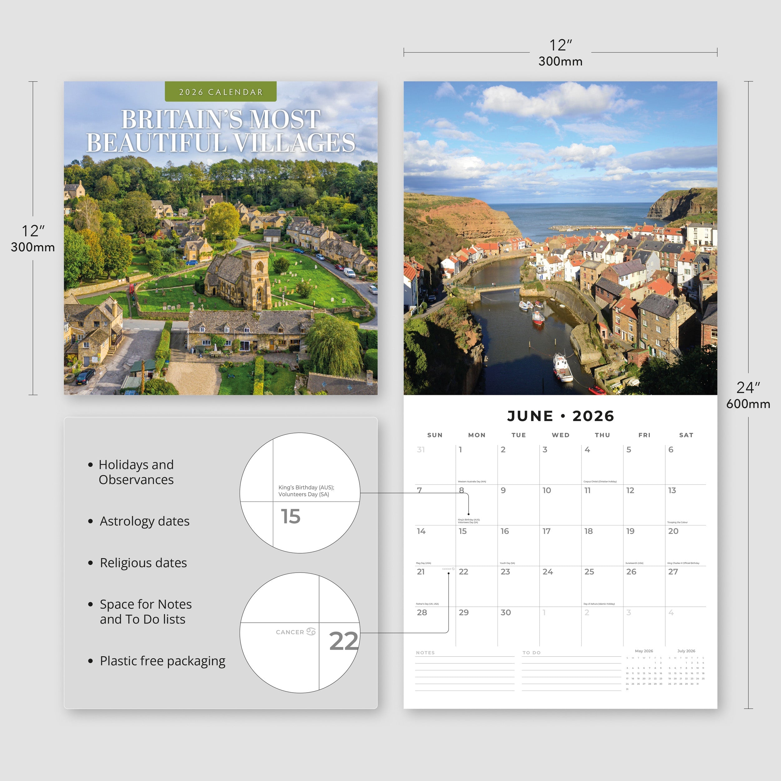 2026 Britain's Most Beautiful Villages - Square Wall Calendar