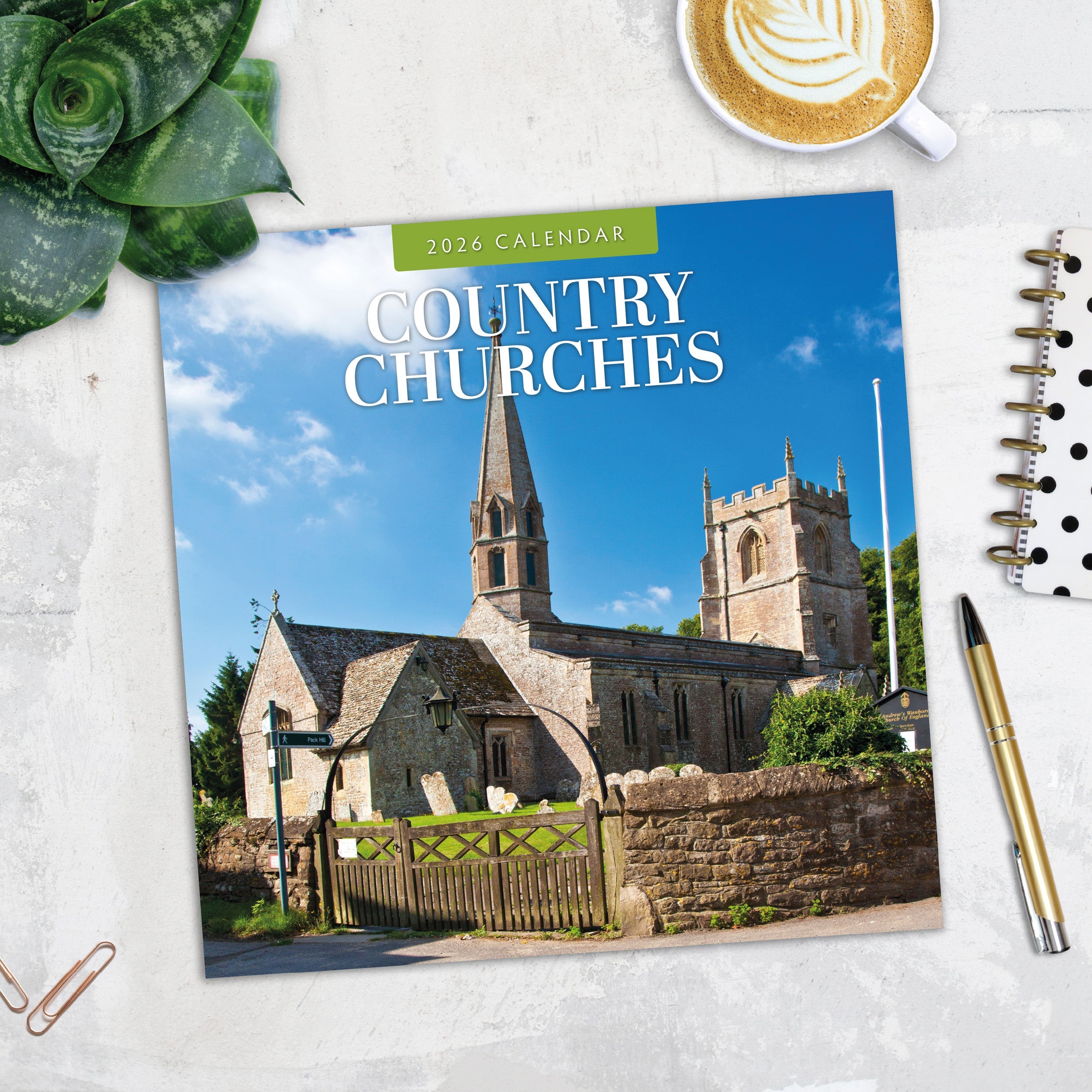2026 Country Churches - Square Wall Calendar