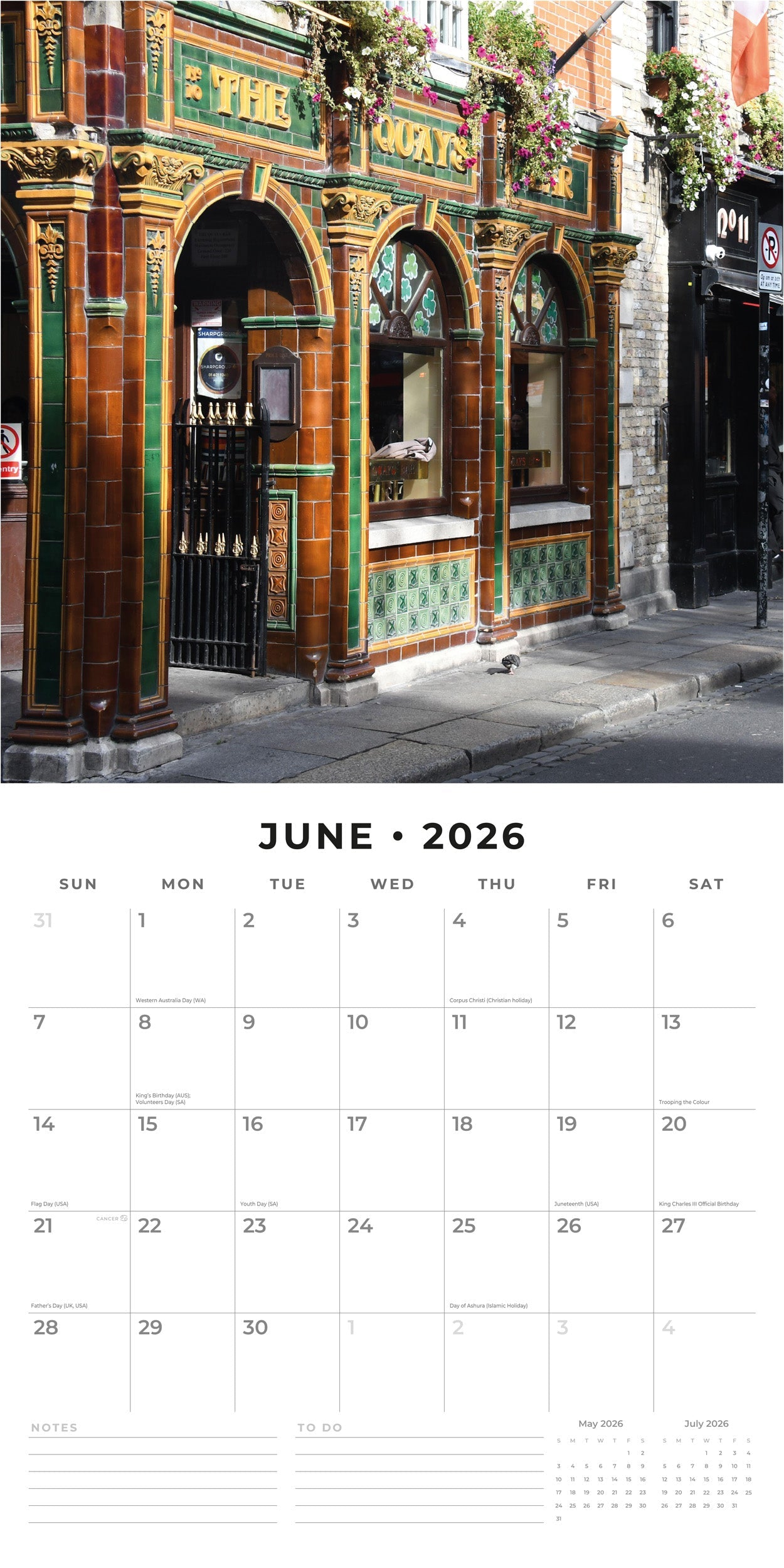 2026 Dublin Pubs - Square Wall Calendar