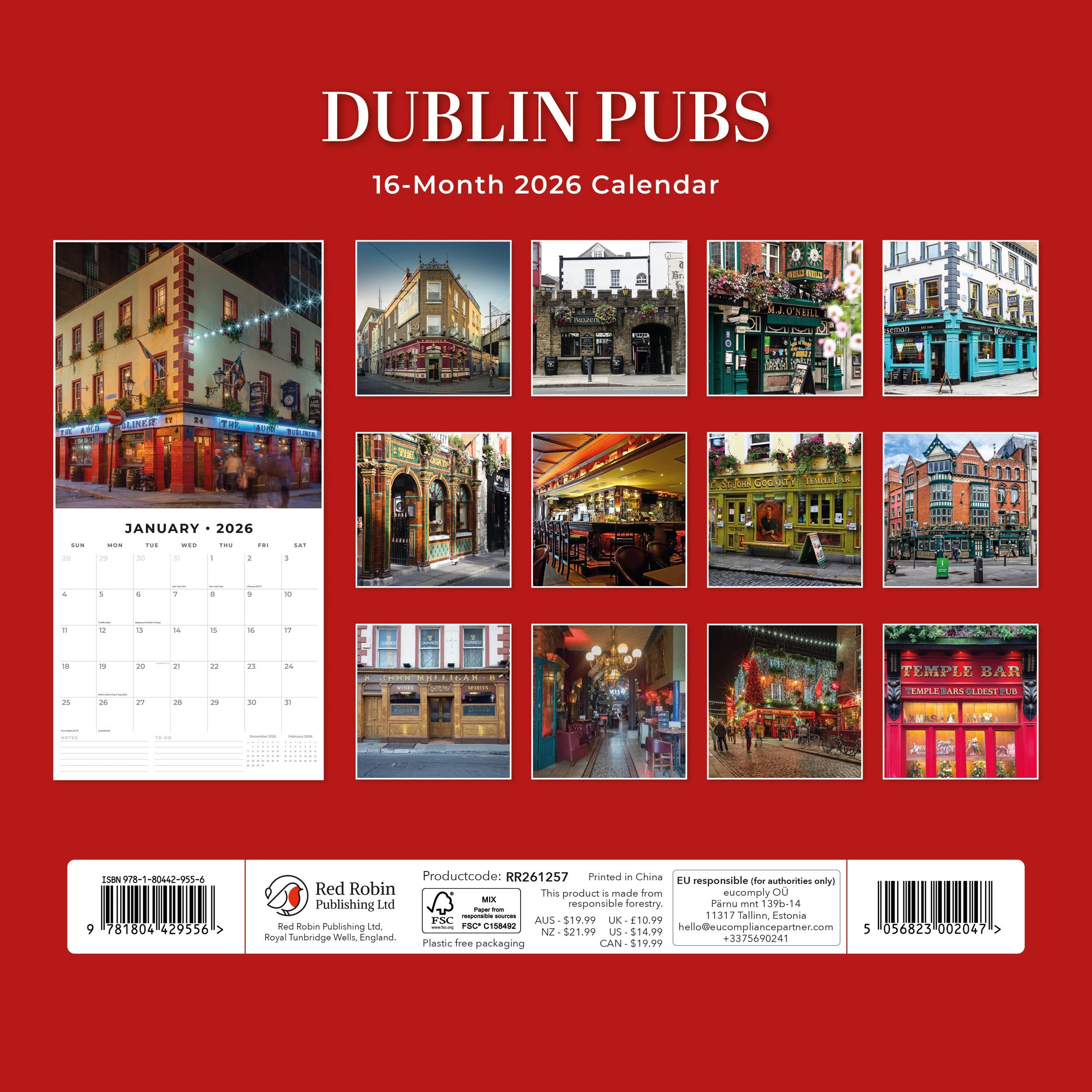 2026 Dublin Pubs - Square Wall Calendar