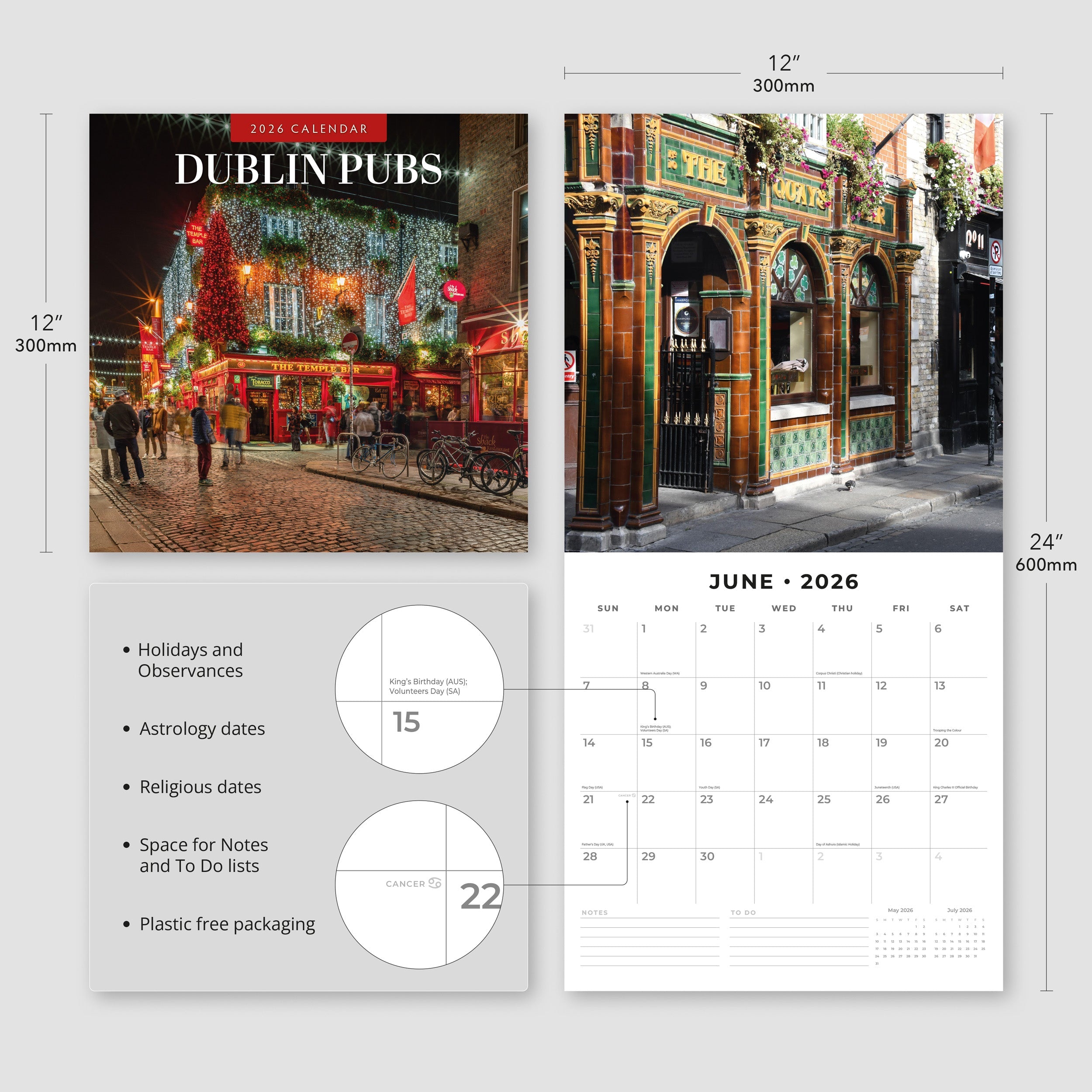 2026 Dublin Pubs - Square Wall Calendar