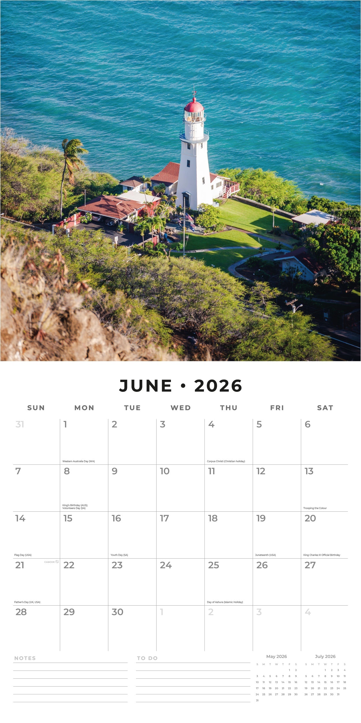 2026 Lighthouses - Square Wall Calendar