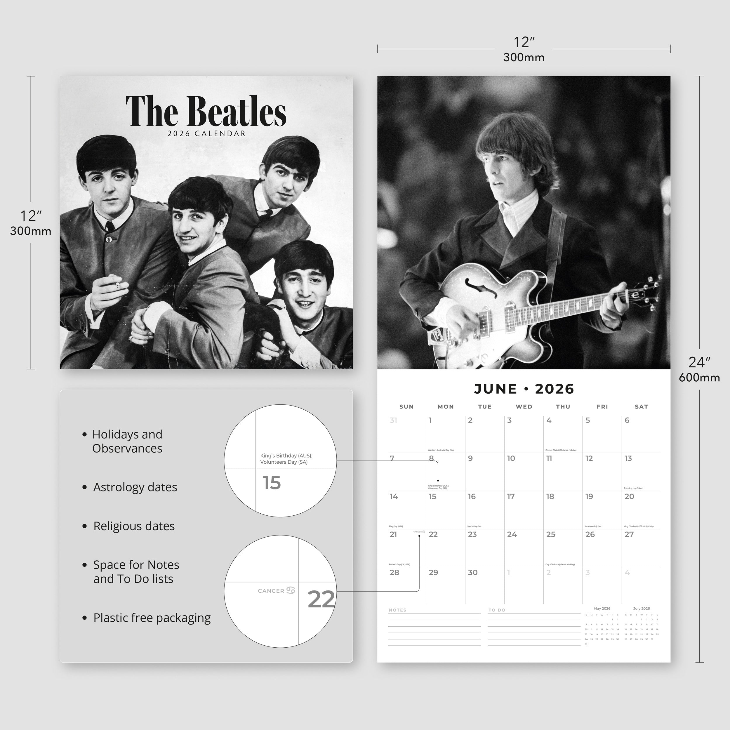 2026 The Beatles - Square Wall Calendar