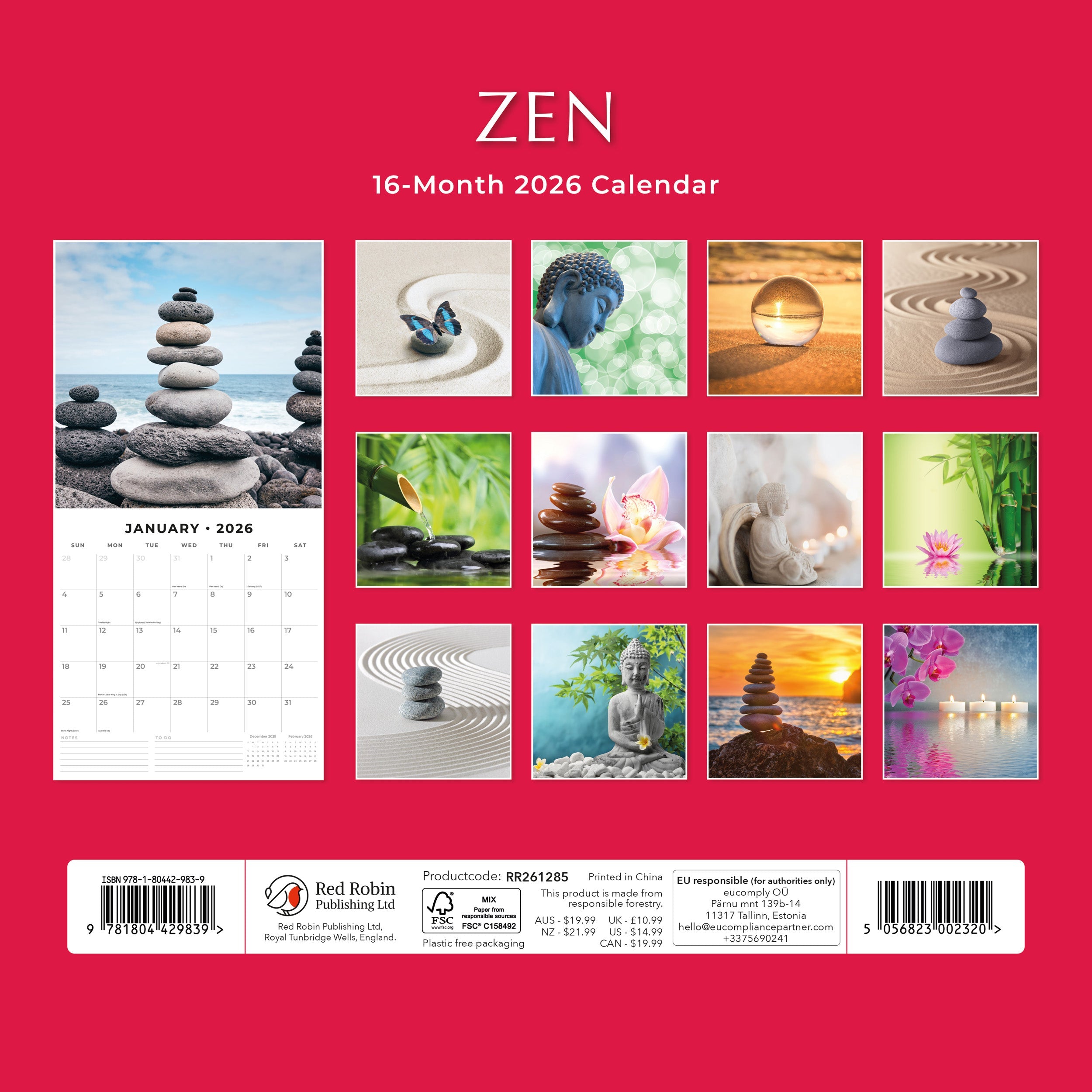 2026 Zen - Square Wall Calendar