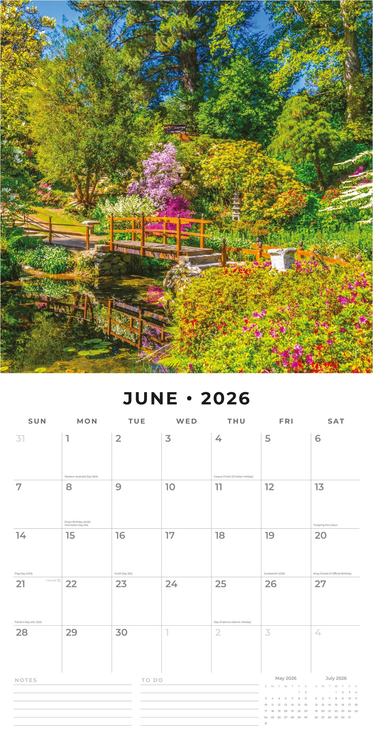 2026 Beautiful Gardens - Square Wall Calendar