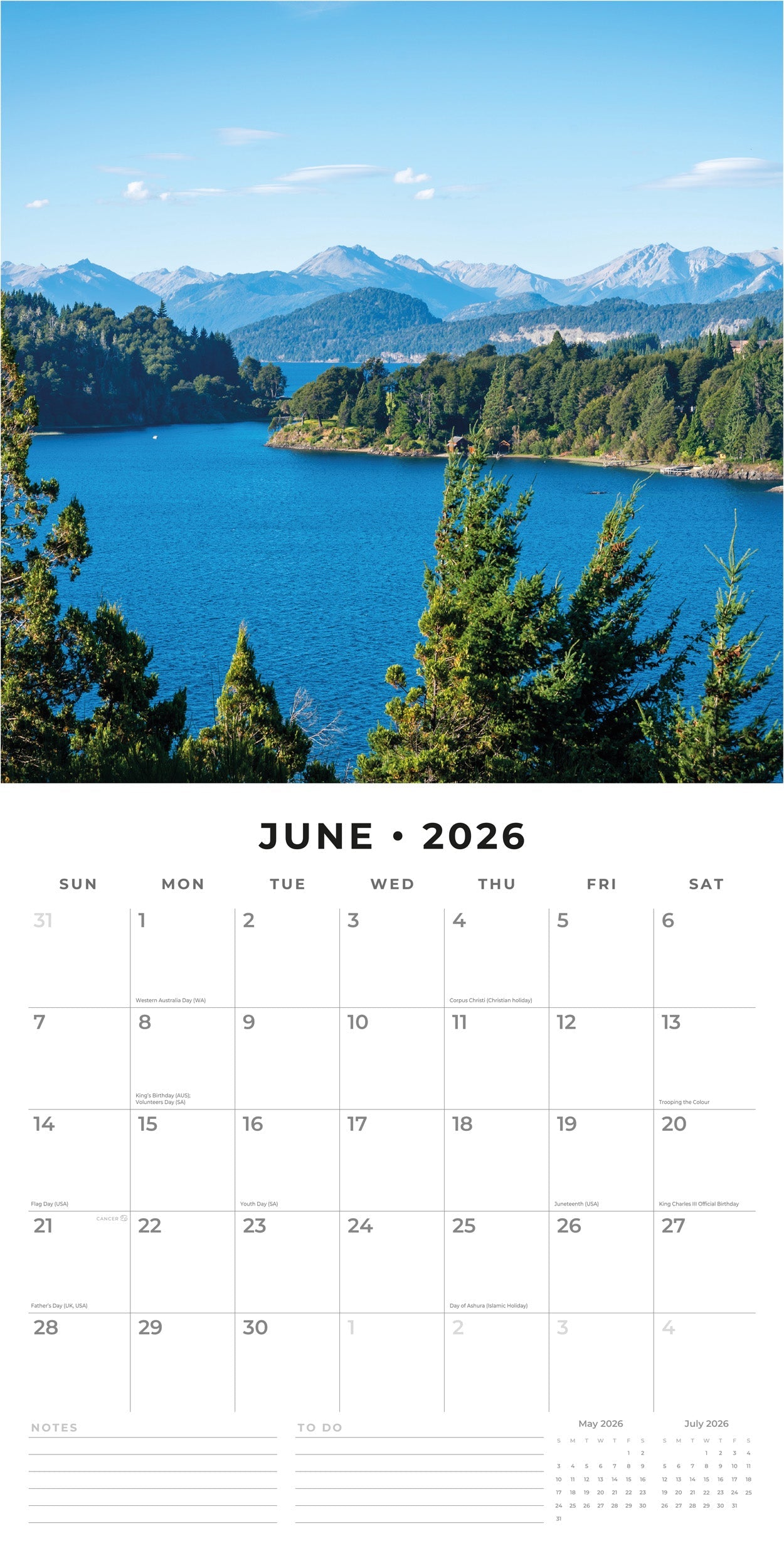 2026 Lakes - Square Wall Calendar