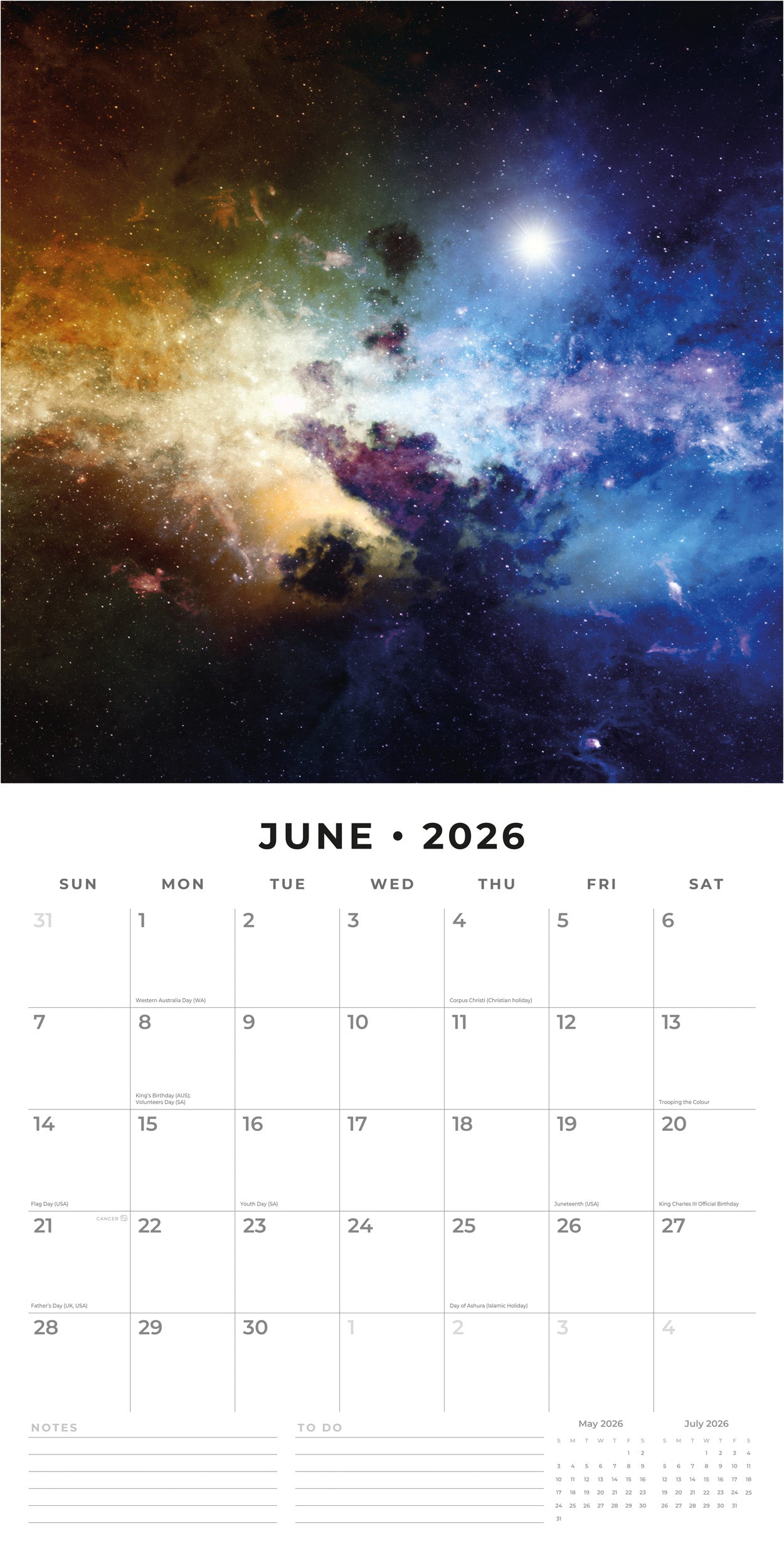 2026 Space - Square Wall Calendar