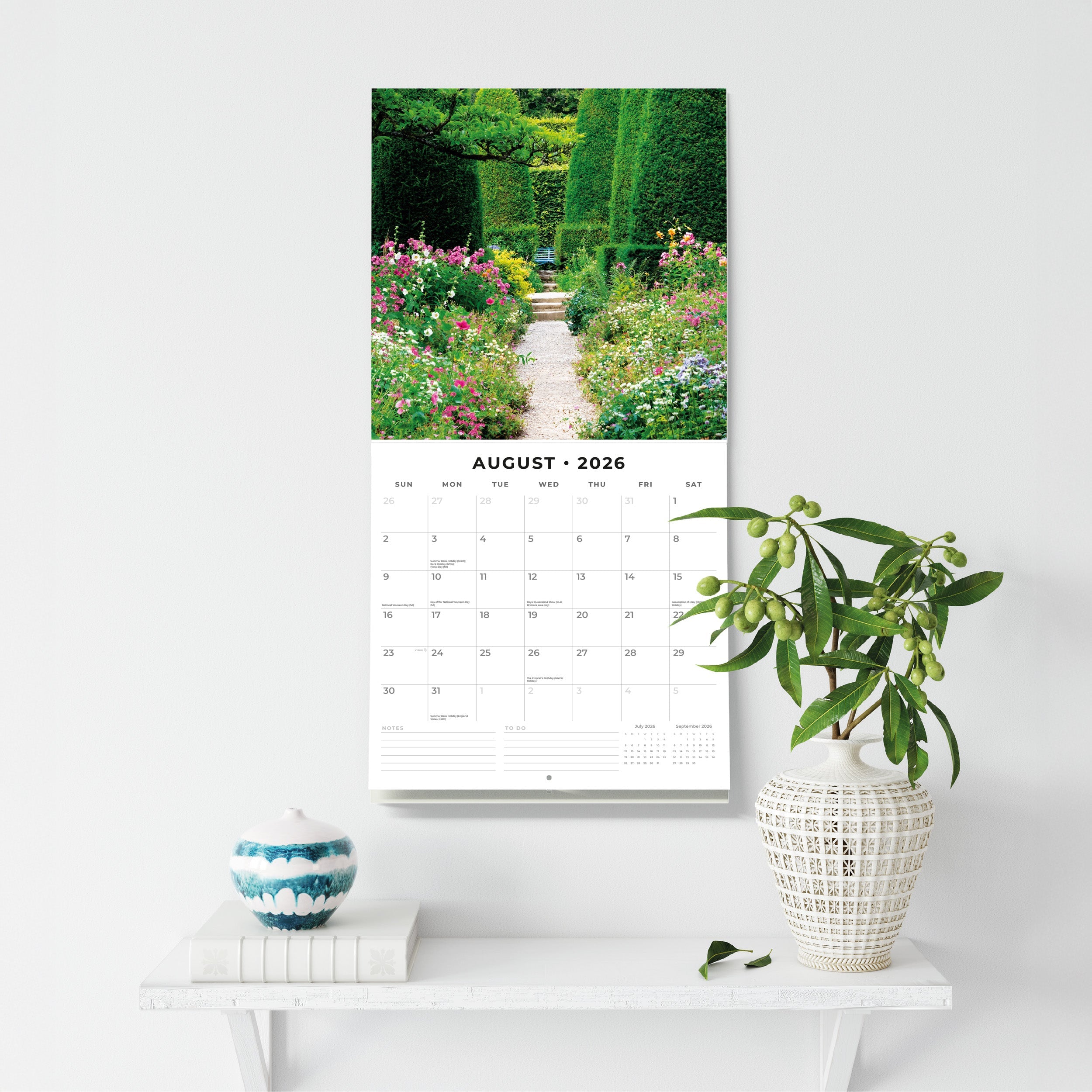 2026 Tranquil Gardens - Square Wall Calendar