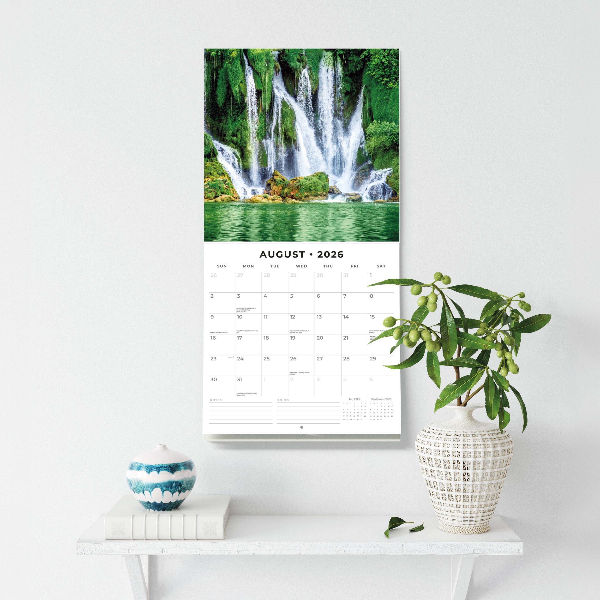 2026 Waterfalls - Square Wall Calendar