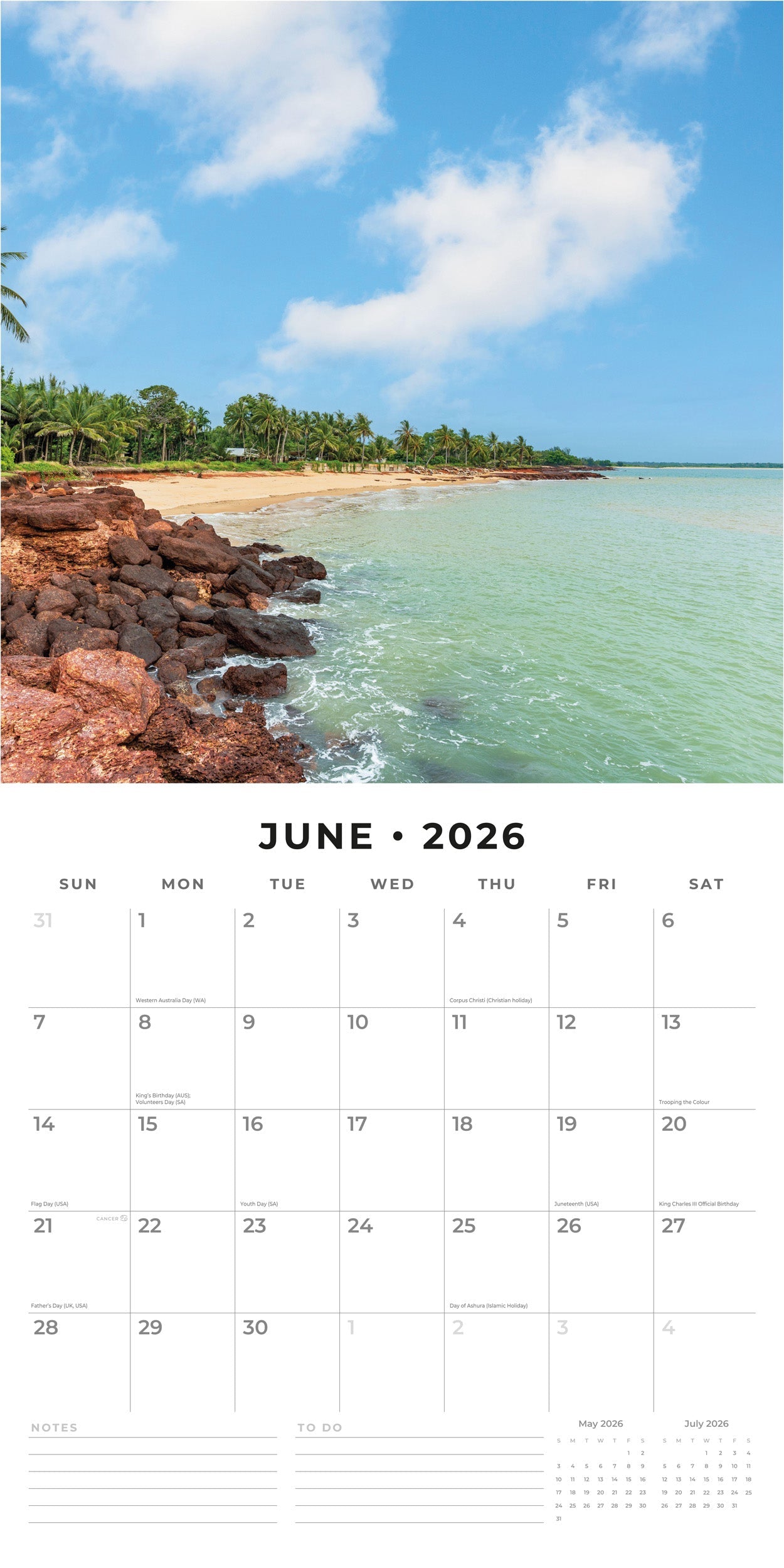 2026 Coastlines of Australia - Square Wall Calendar