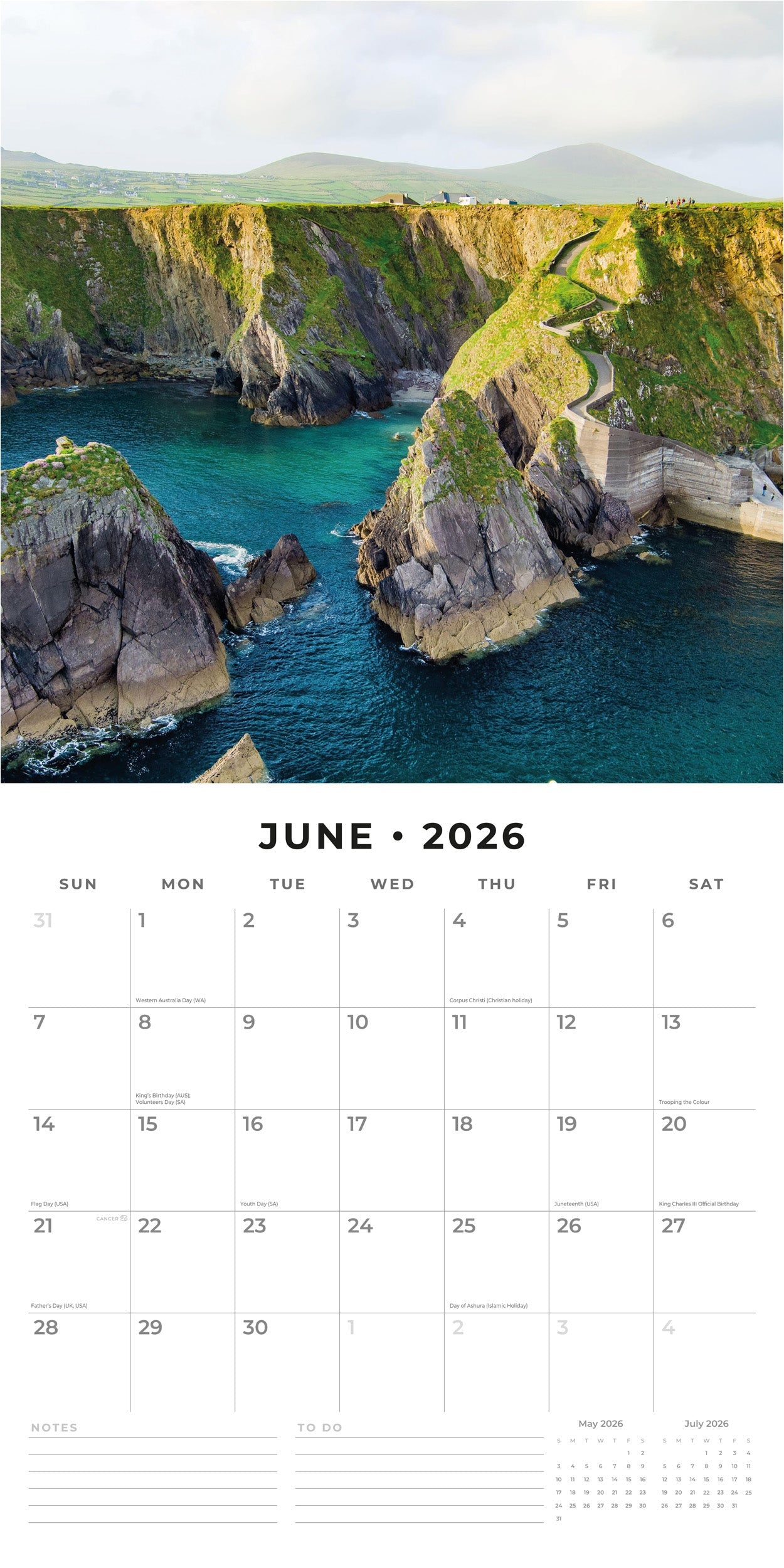 2026 Coastlines of Ireland - Square Wall Calendar