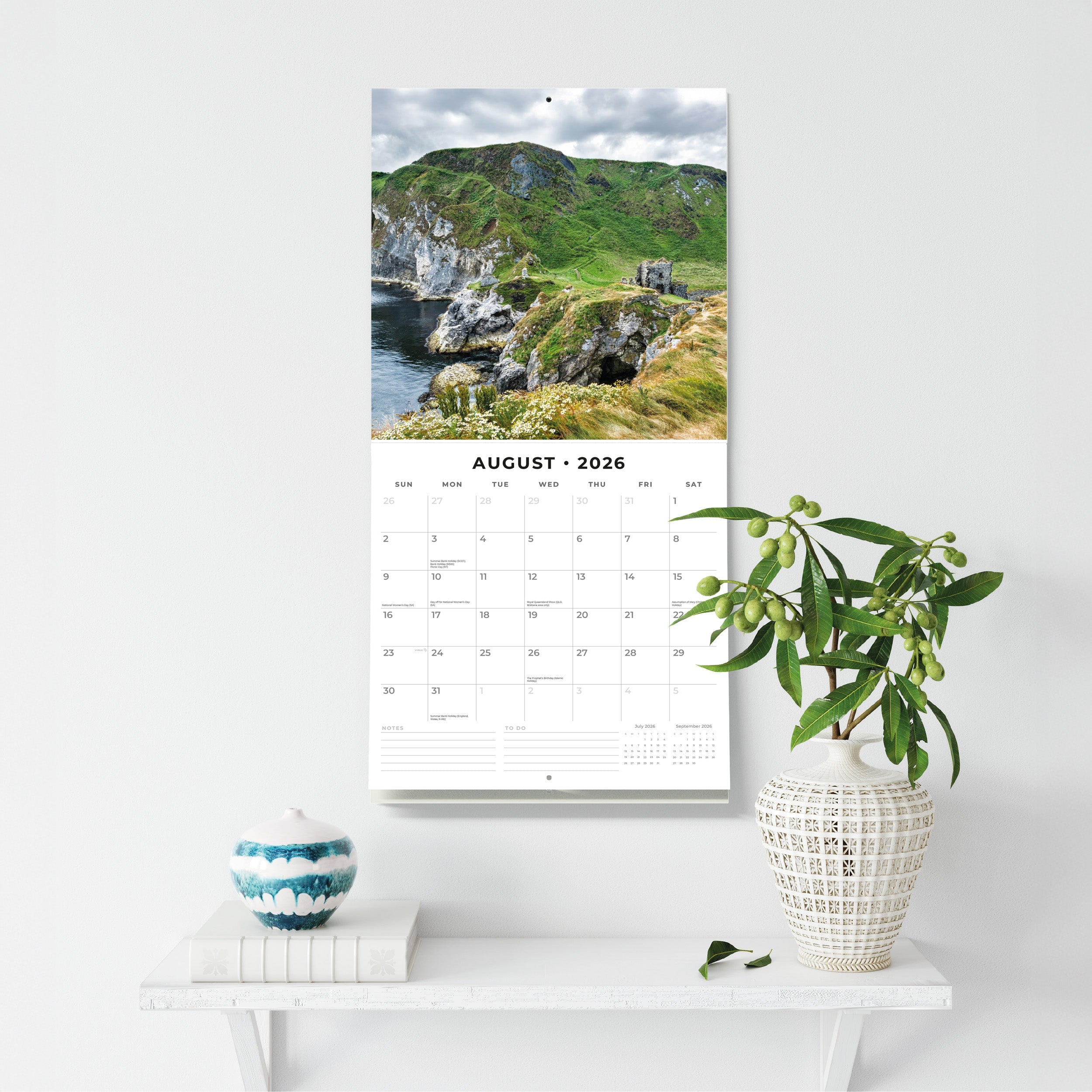 2026 Coastlines of Ireland - Square Wall Calendar