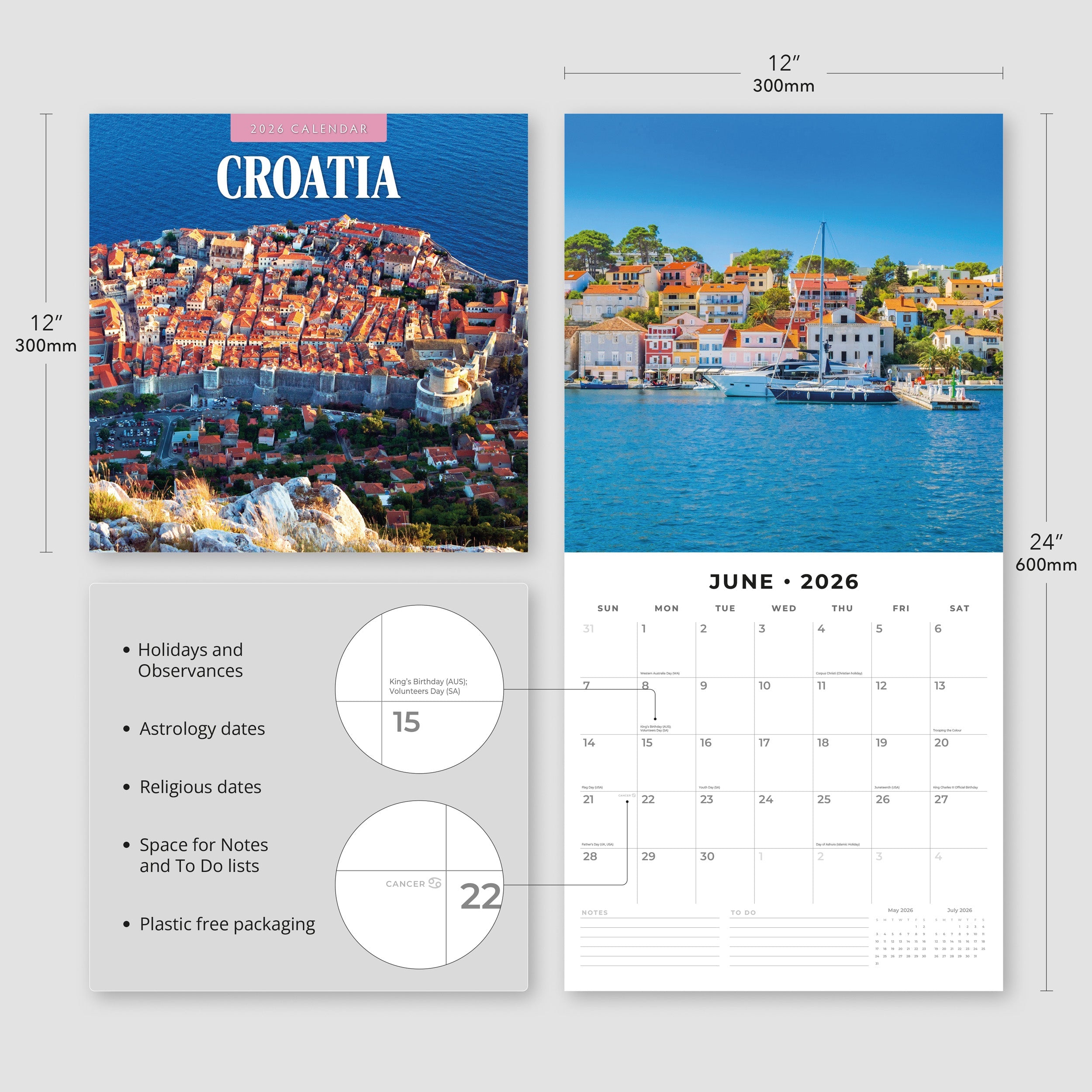 2026 Croatia - Square Wall Calendar