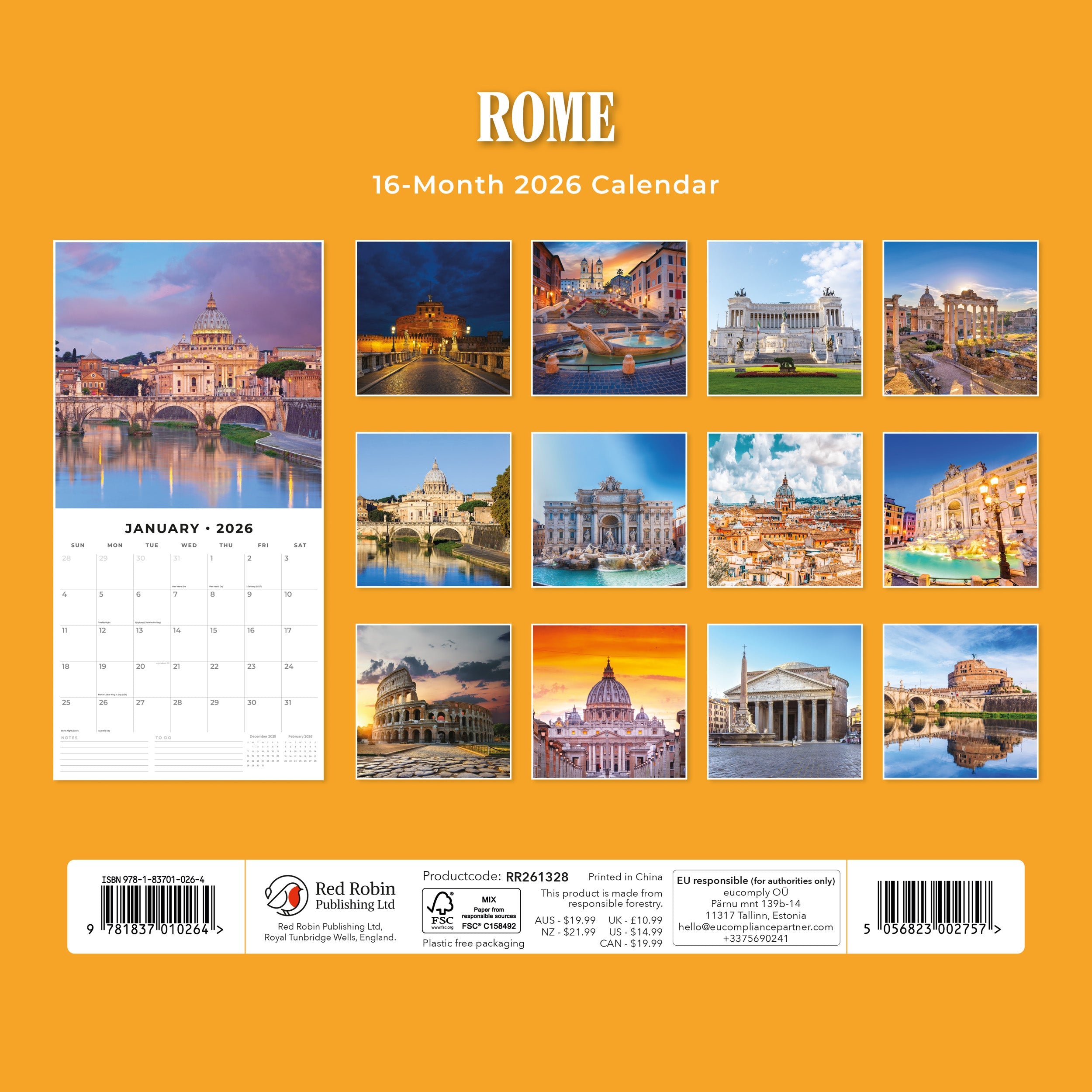 2026 Rome - Square Wall Calendar