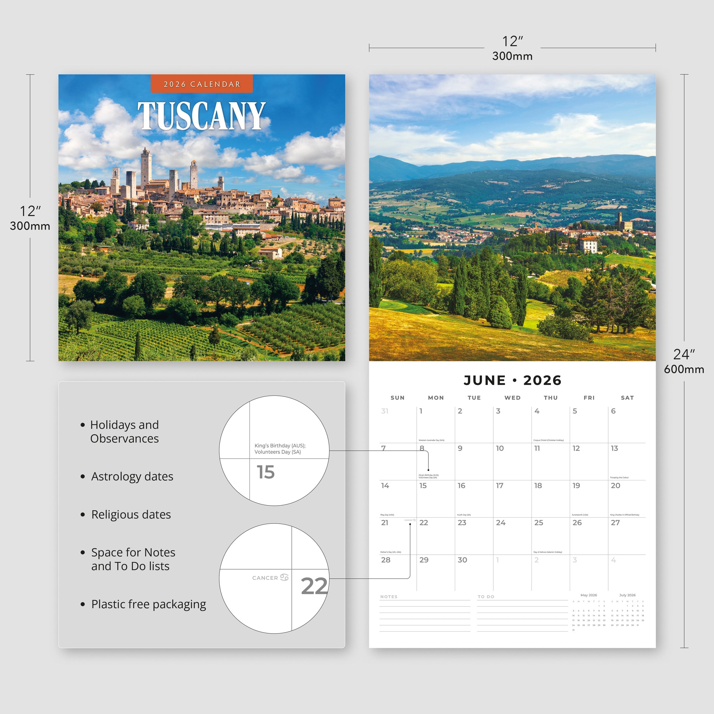 2026 Tuscany - Square Wall Calendar
