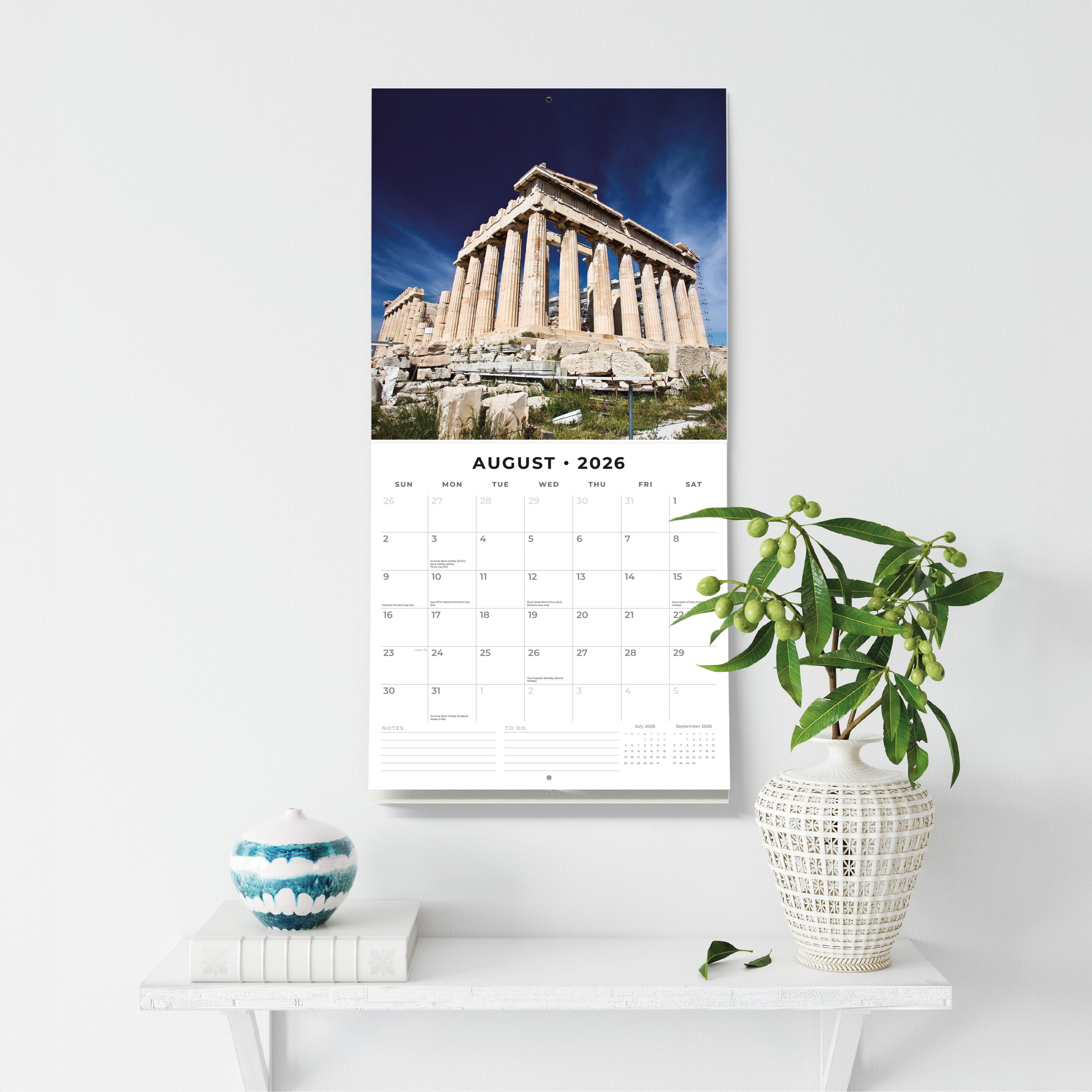 2026 Wonders of the World - Square Wall Calendar