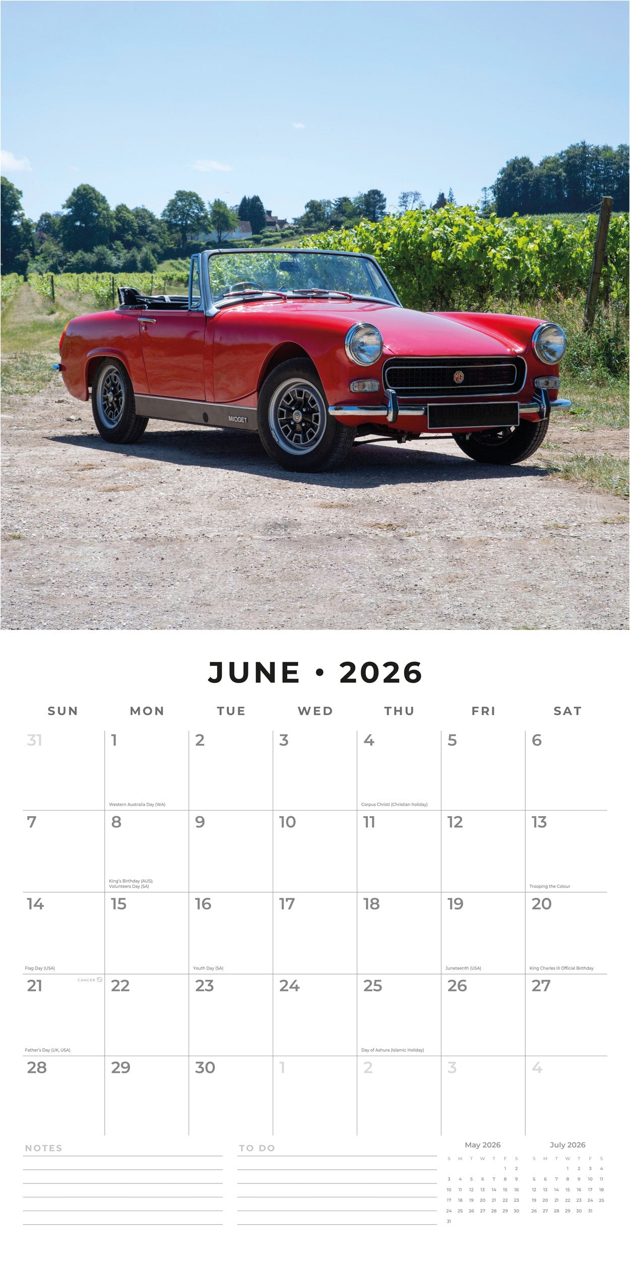 2026 British Classics - Square Wall Calendar