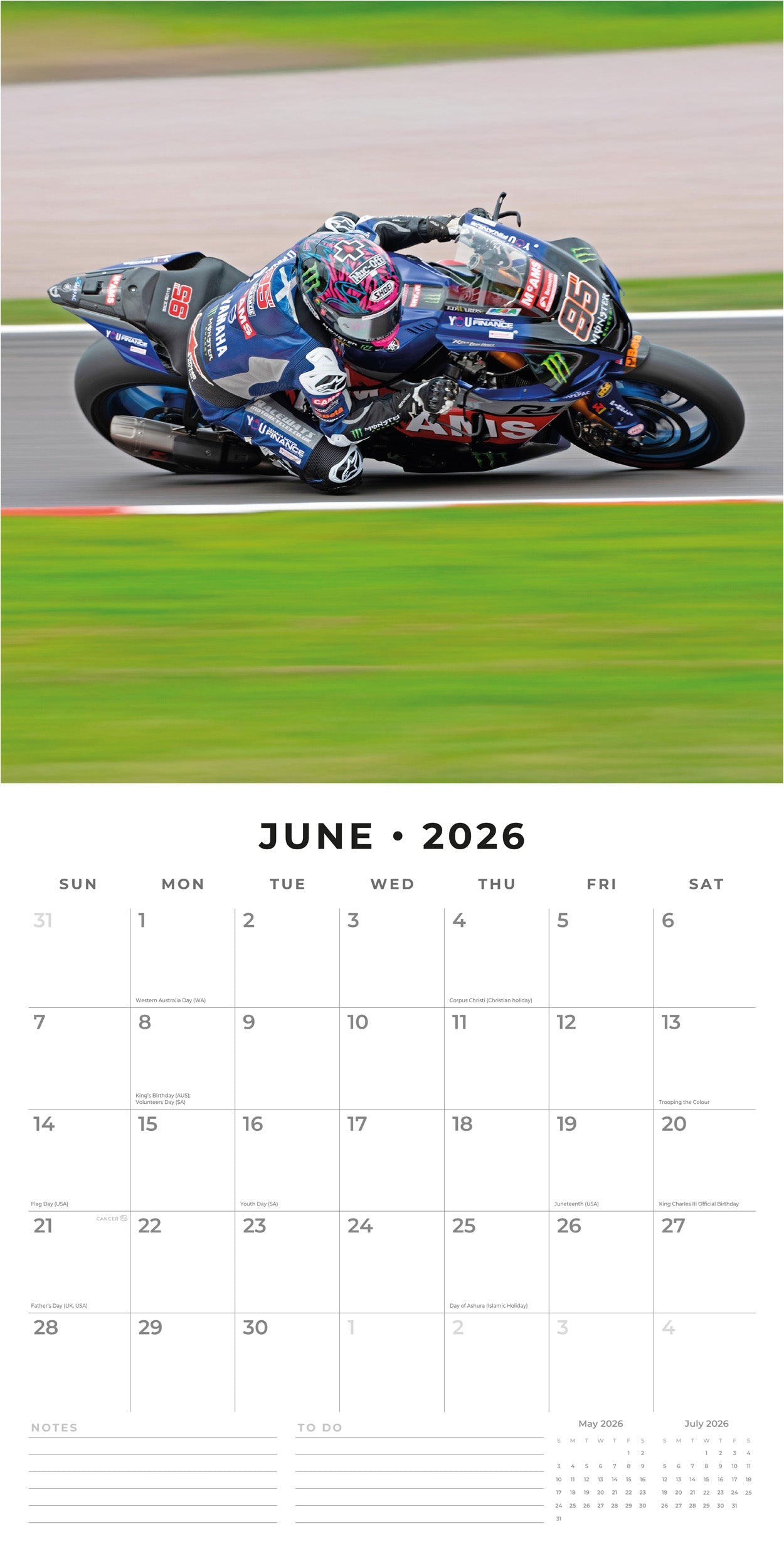 2026 Superbikes - Square Wall Calendar