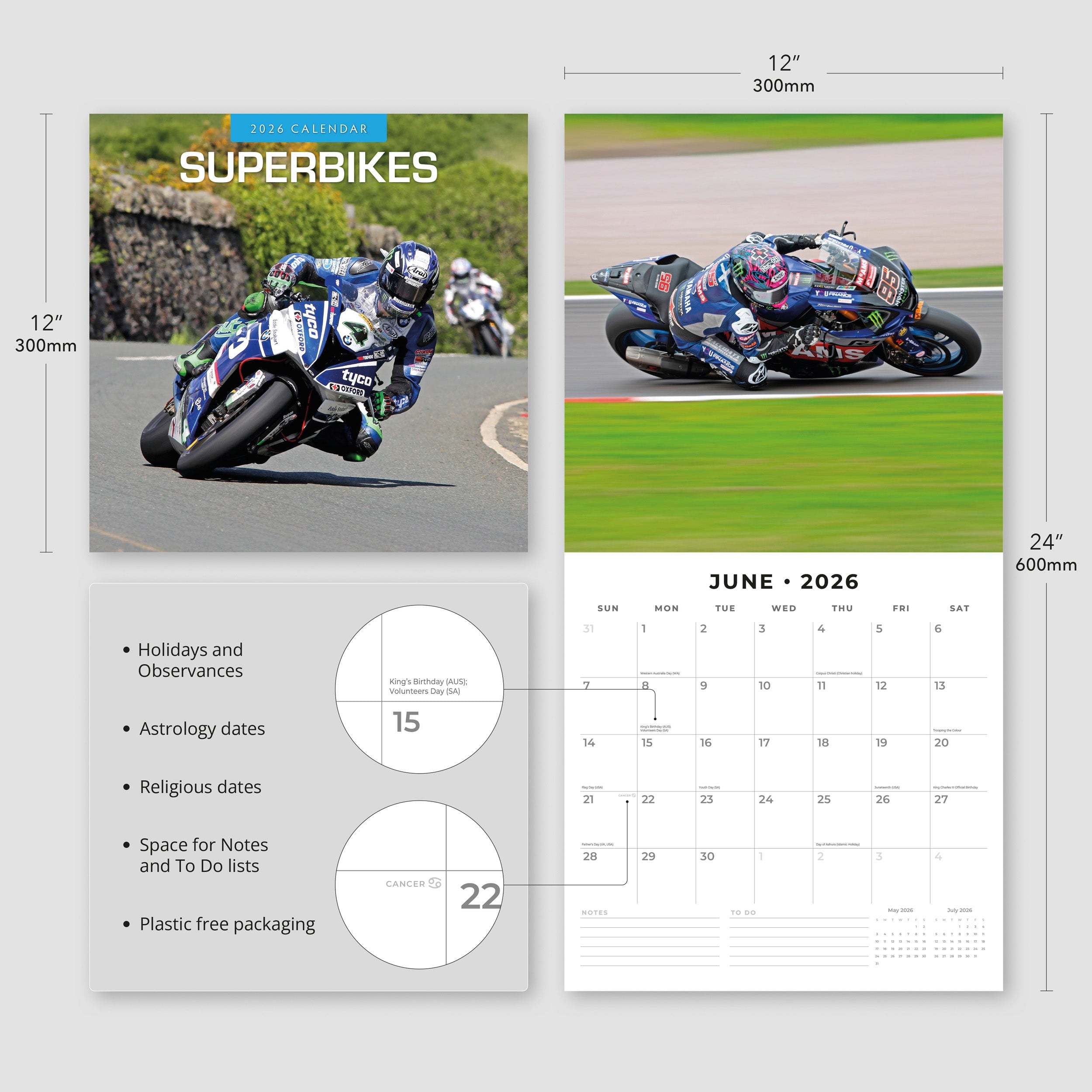 2026 Superbikes - Square Wall Calendar