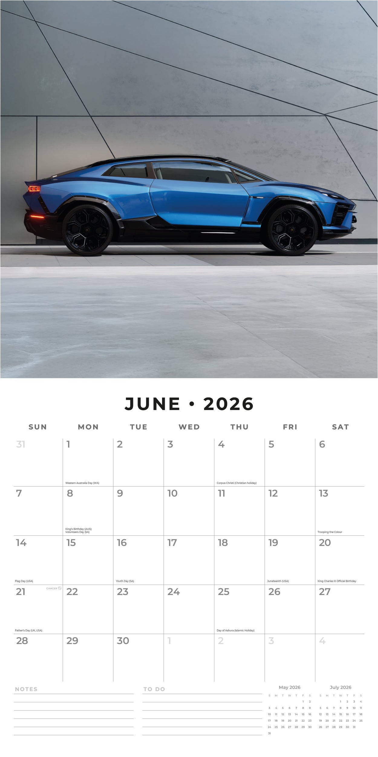 2026 Lamborghini - Square Wall Calendar