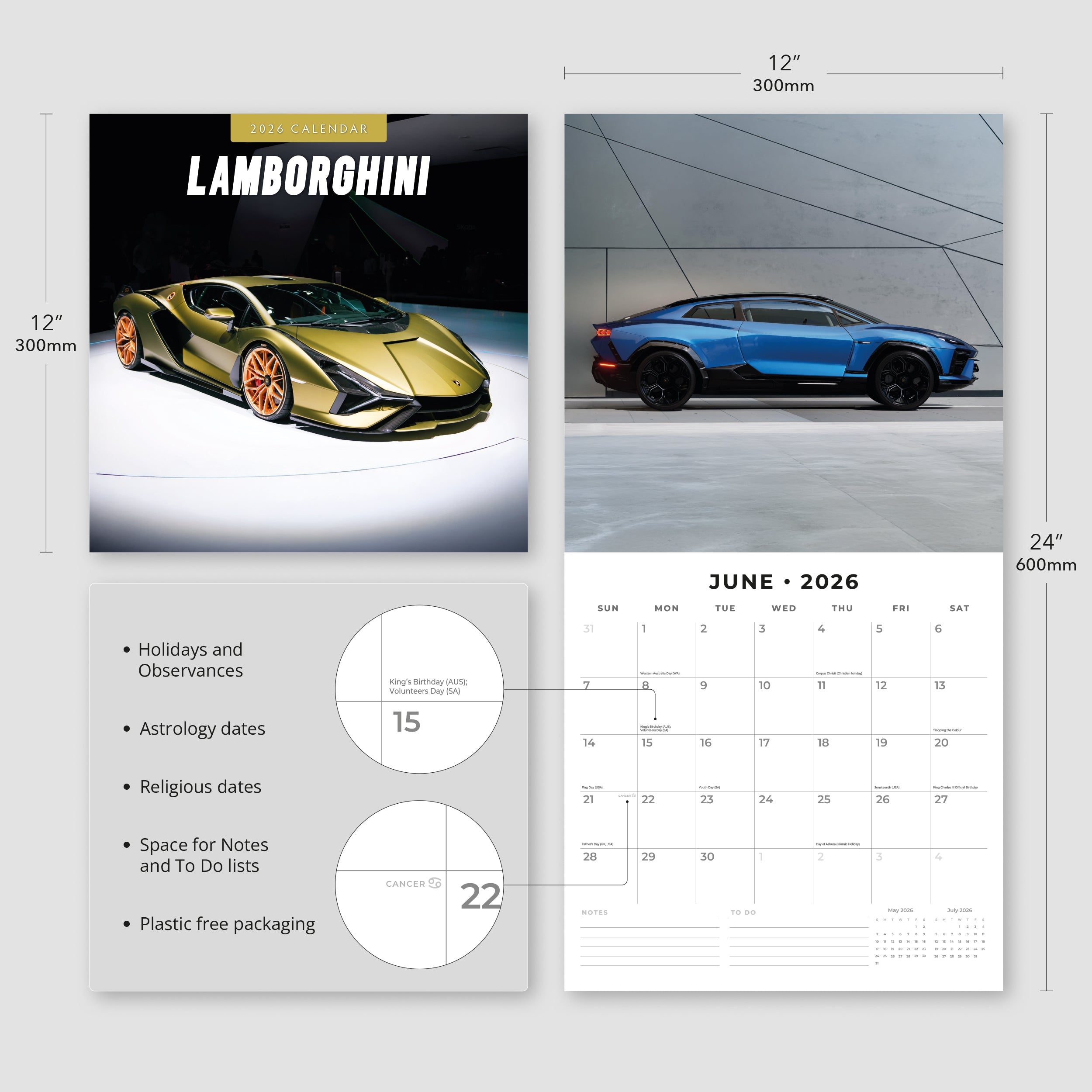 2026 Lamborghini - Square Wall Calendar
