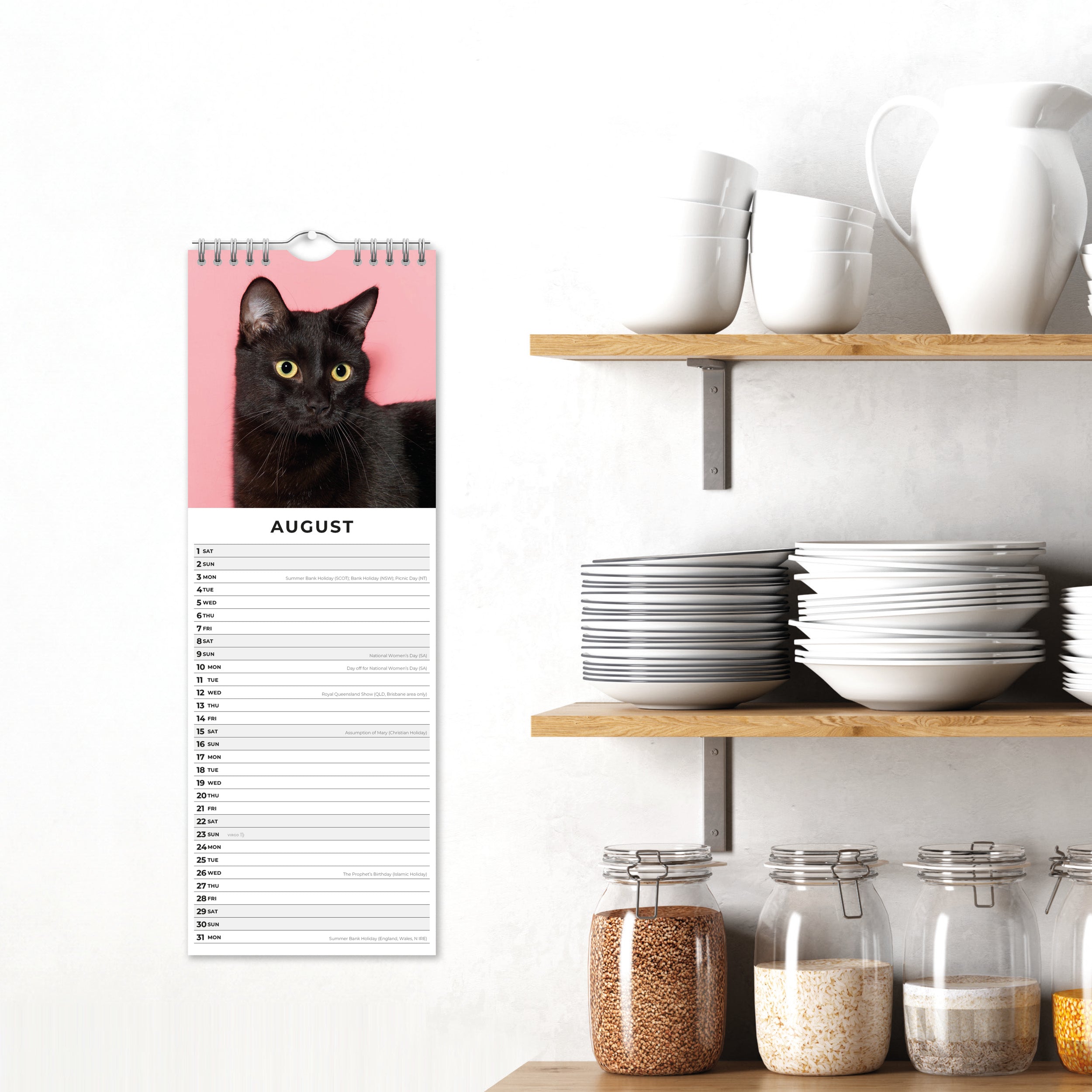 2026 Black Cats - Slim Wall Calendar