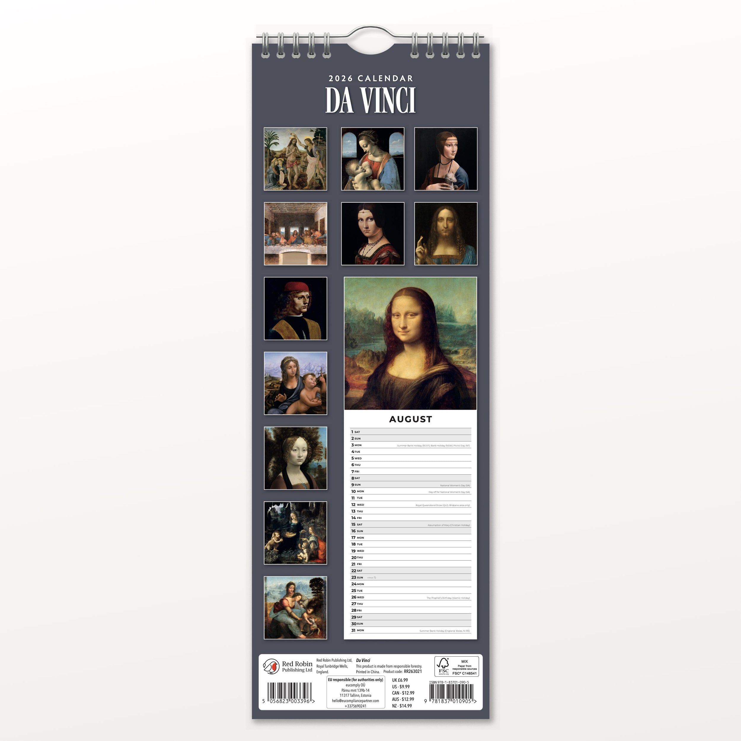 2026 Da Vinci - Slim Wall Calendar