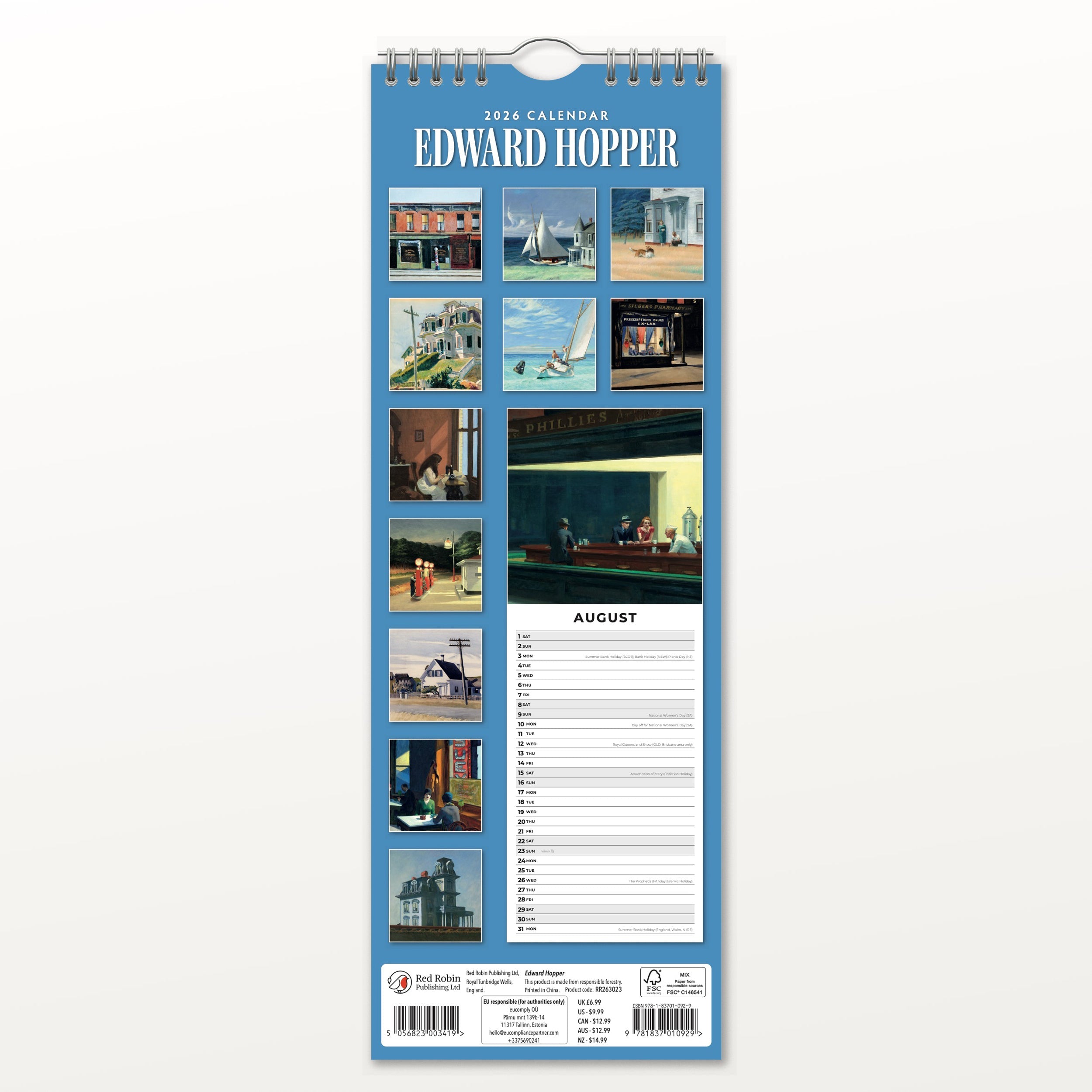 2026 Edward Hopper - Slim Wall Calendar