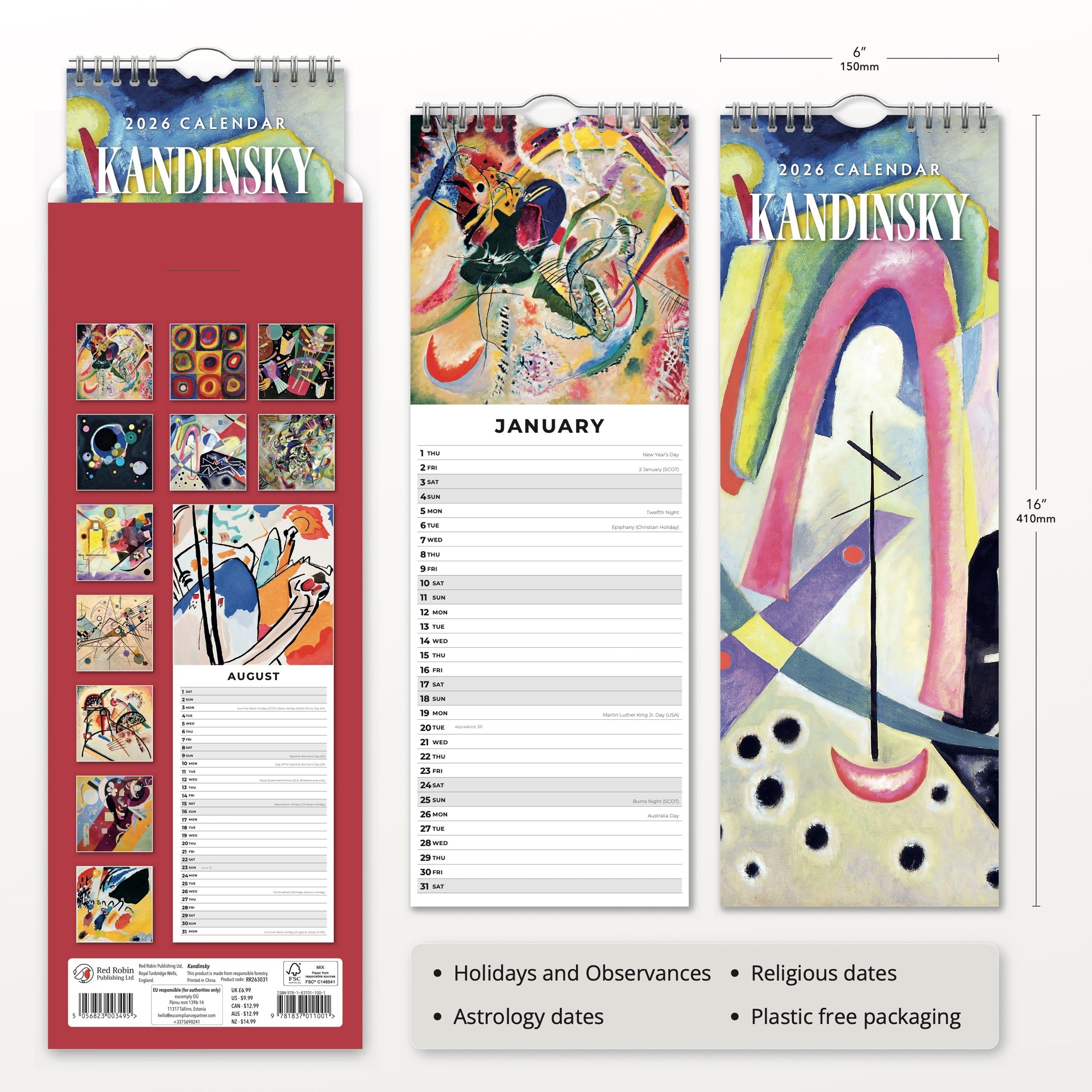 2026 Kandinsky - Slim Wall Calendar
