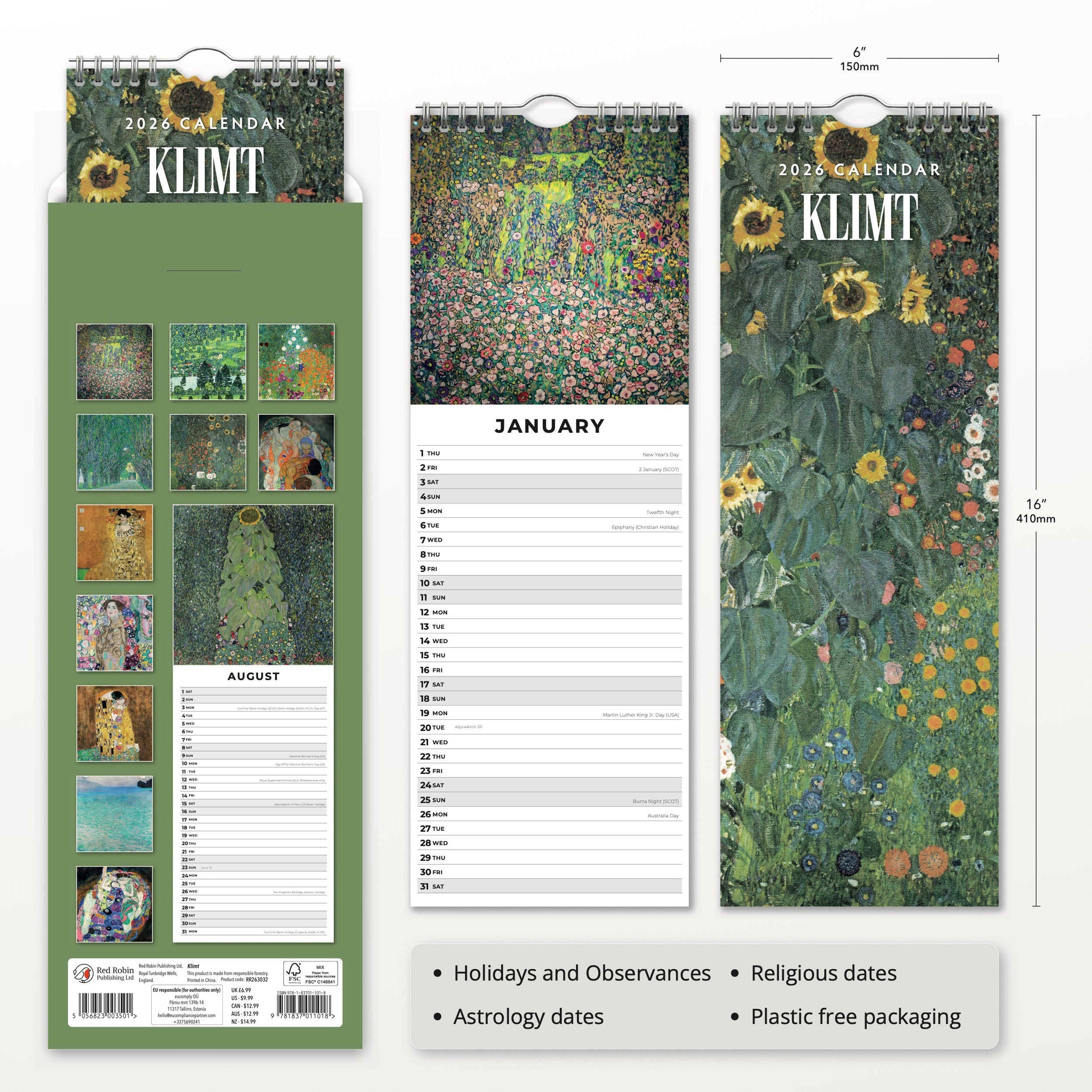 2026 Klimt - Slim Wall Calendar