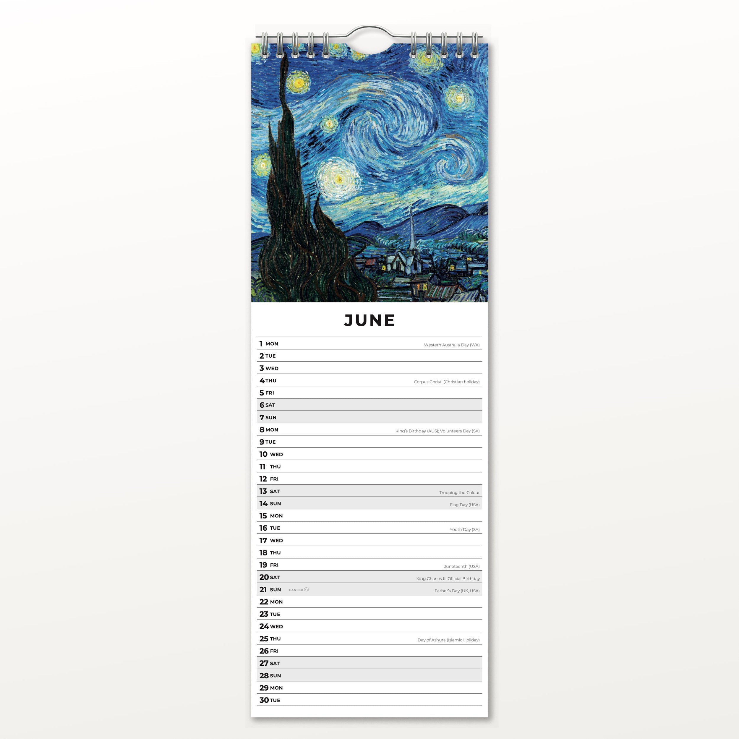 2026 Van Gogh - Slim Wall Calendar
