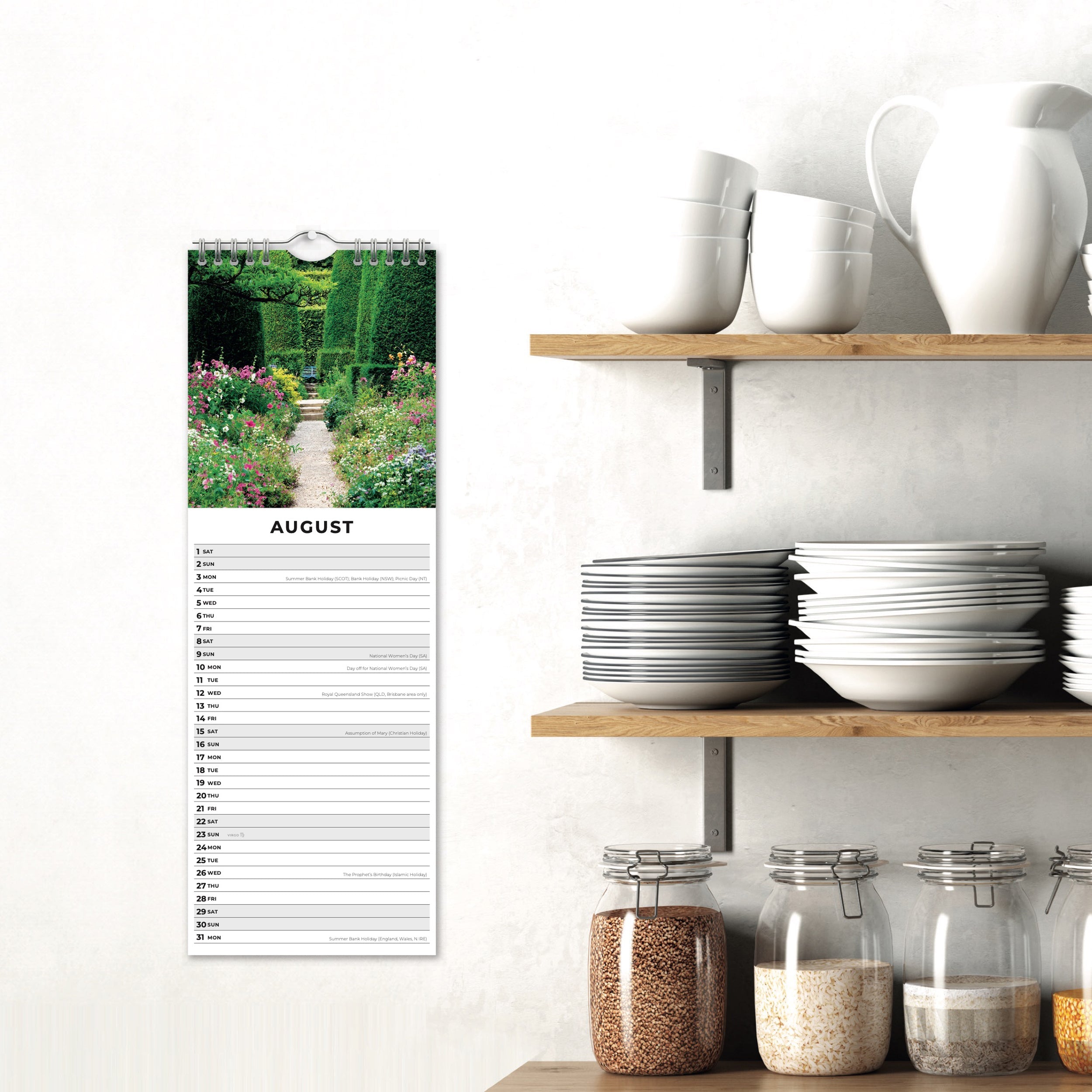 2026 Tranquil Gardens - Slim Wall Calendar