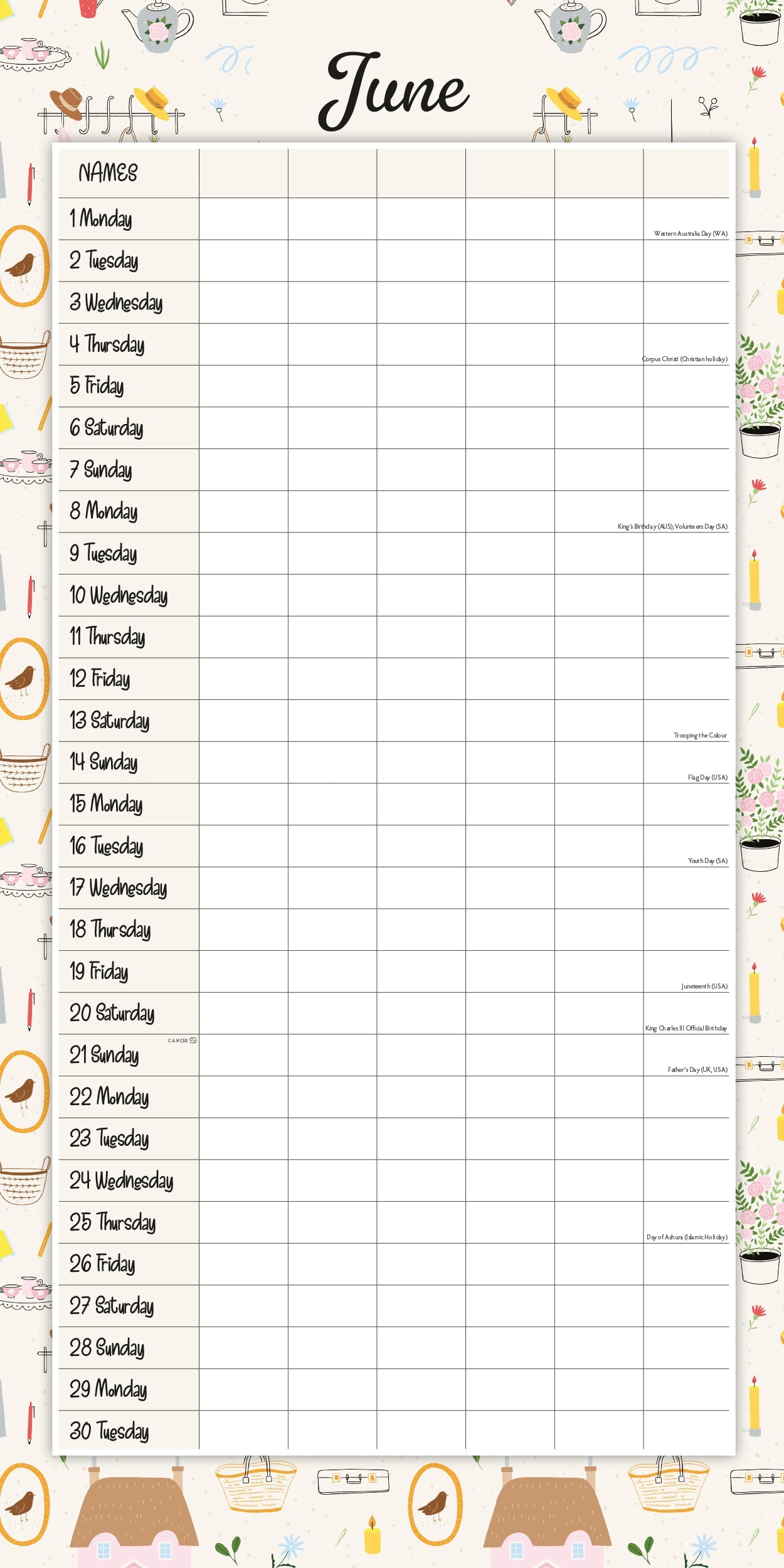 2026 Family Organiser - At Home - Square Wall Calendar