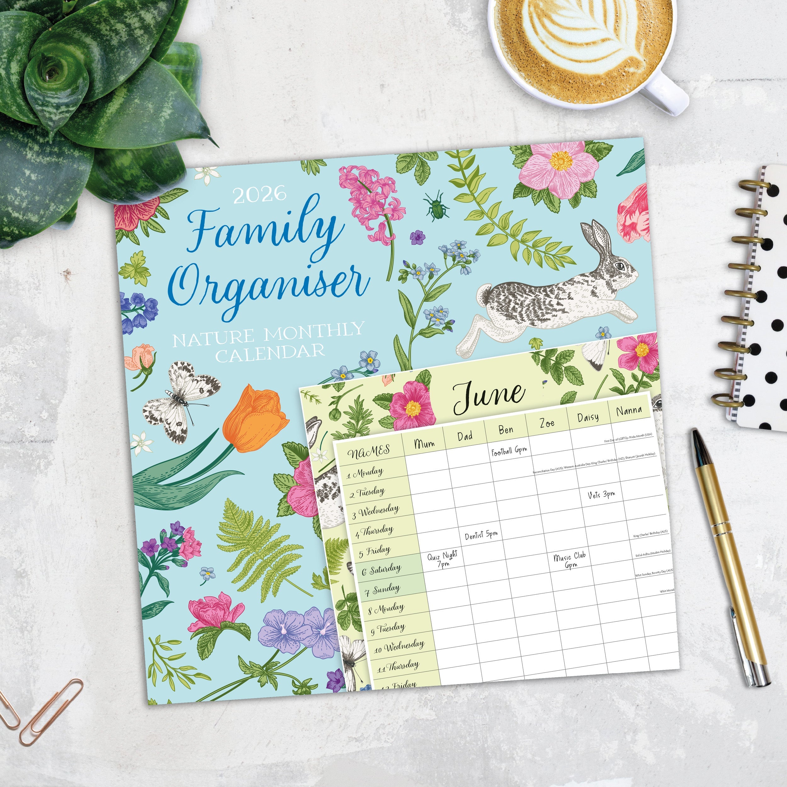 2026 Family Organiser - Nature - Square Wall Calendar