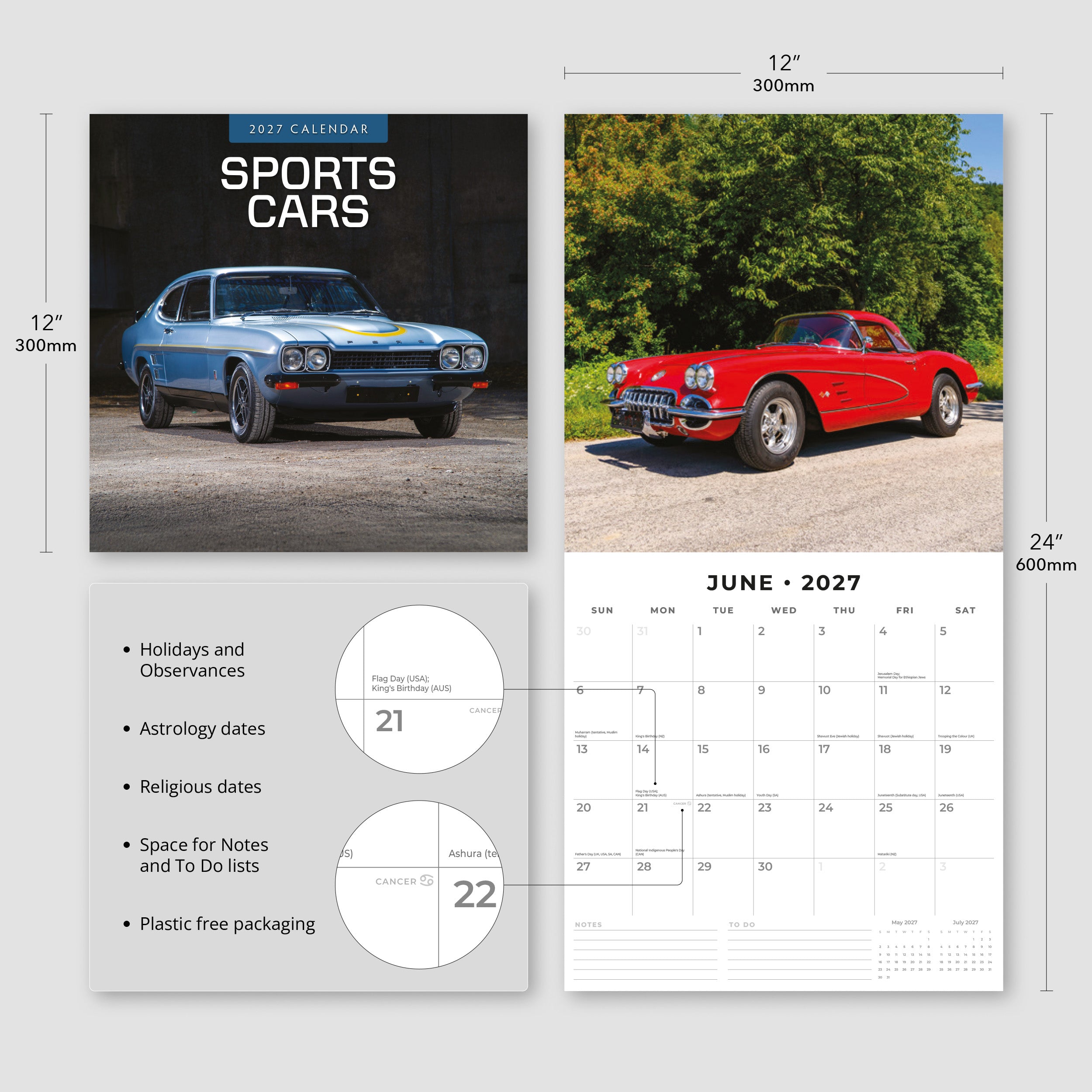 2027 Sports Cars - Square Wall Calendar