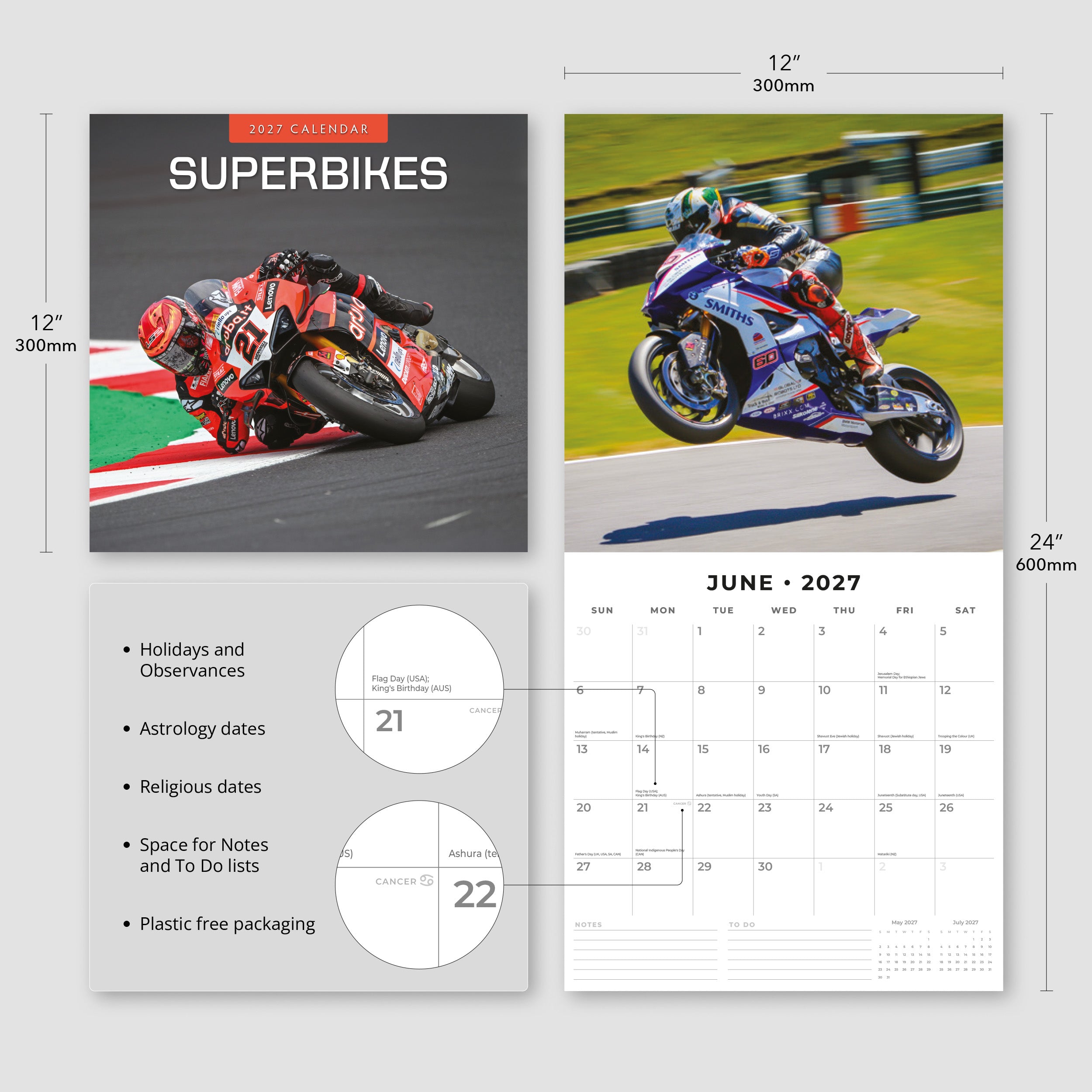 2027 Superbikes - Square Wall Calendar