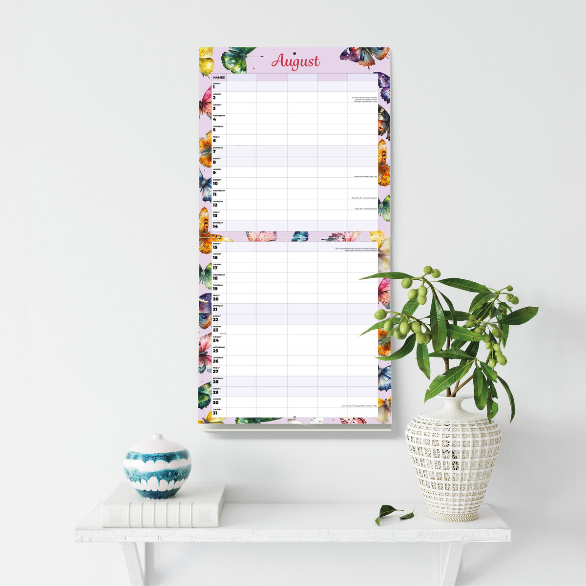 2027 Butterflies (Family Planner) - Square Wall Calendar