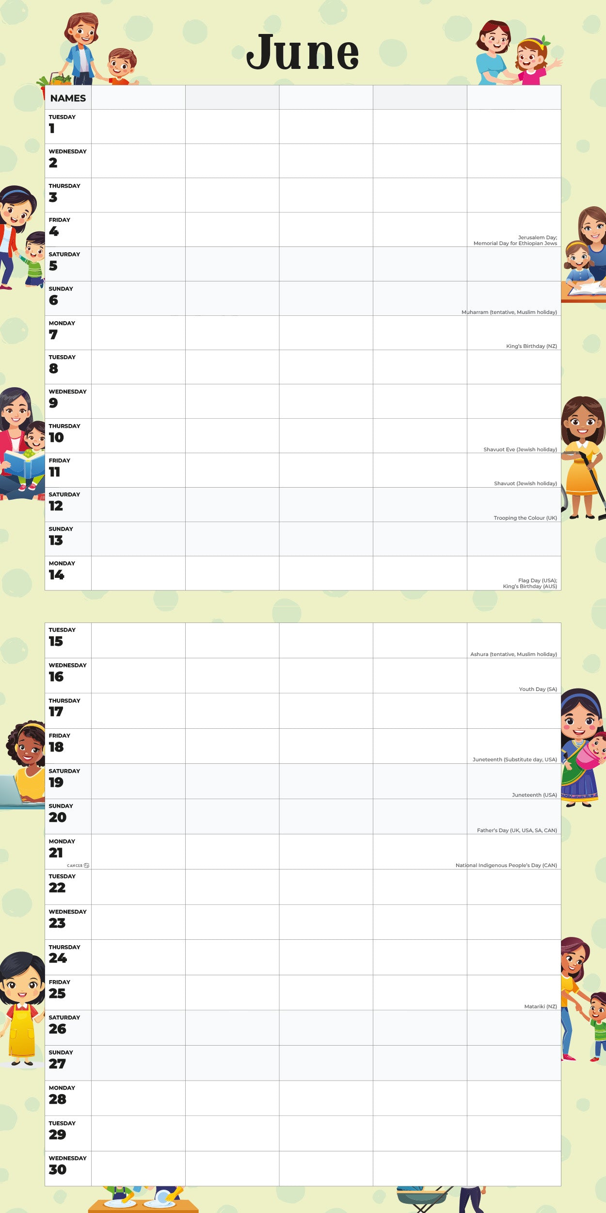 2027 Mum's Busy Day Family Organiser - Square Wall Calendar