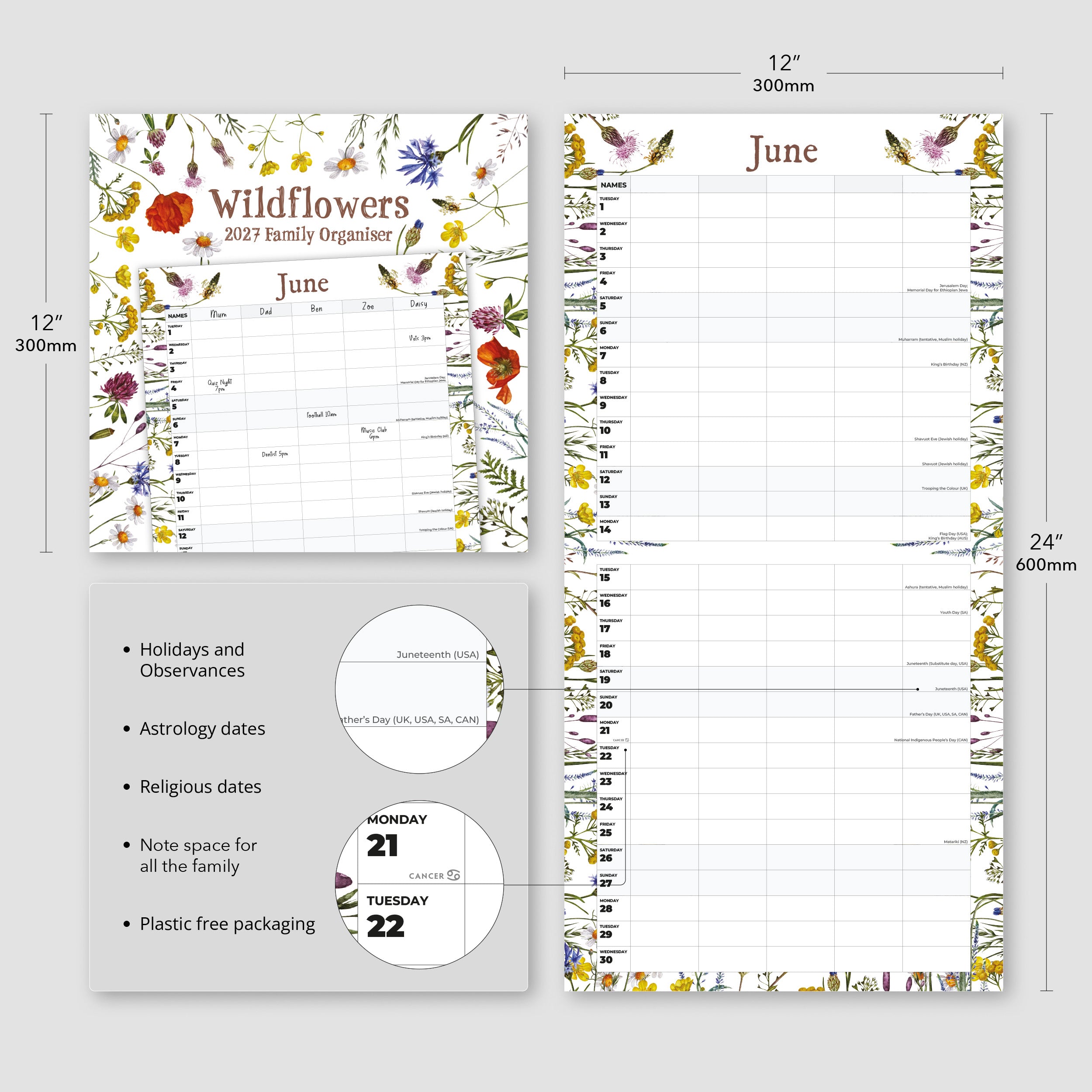 2027 Wildflowers (Family Planner) - Square Wall Calendar