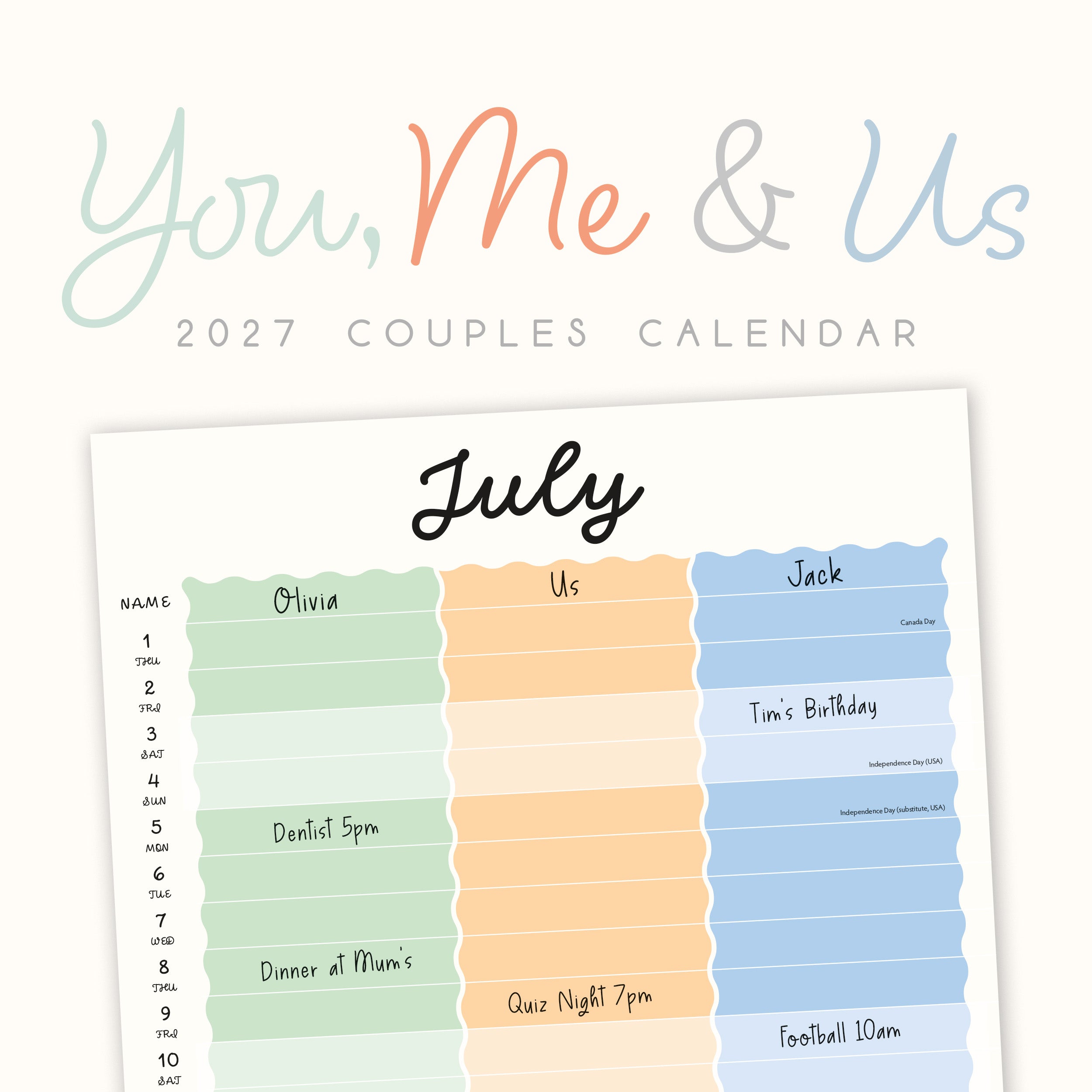 2027 You, Me & Us - Square Wall Calendar