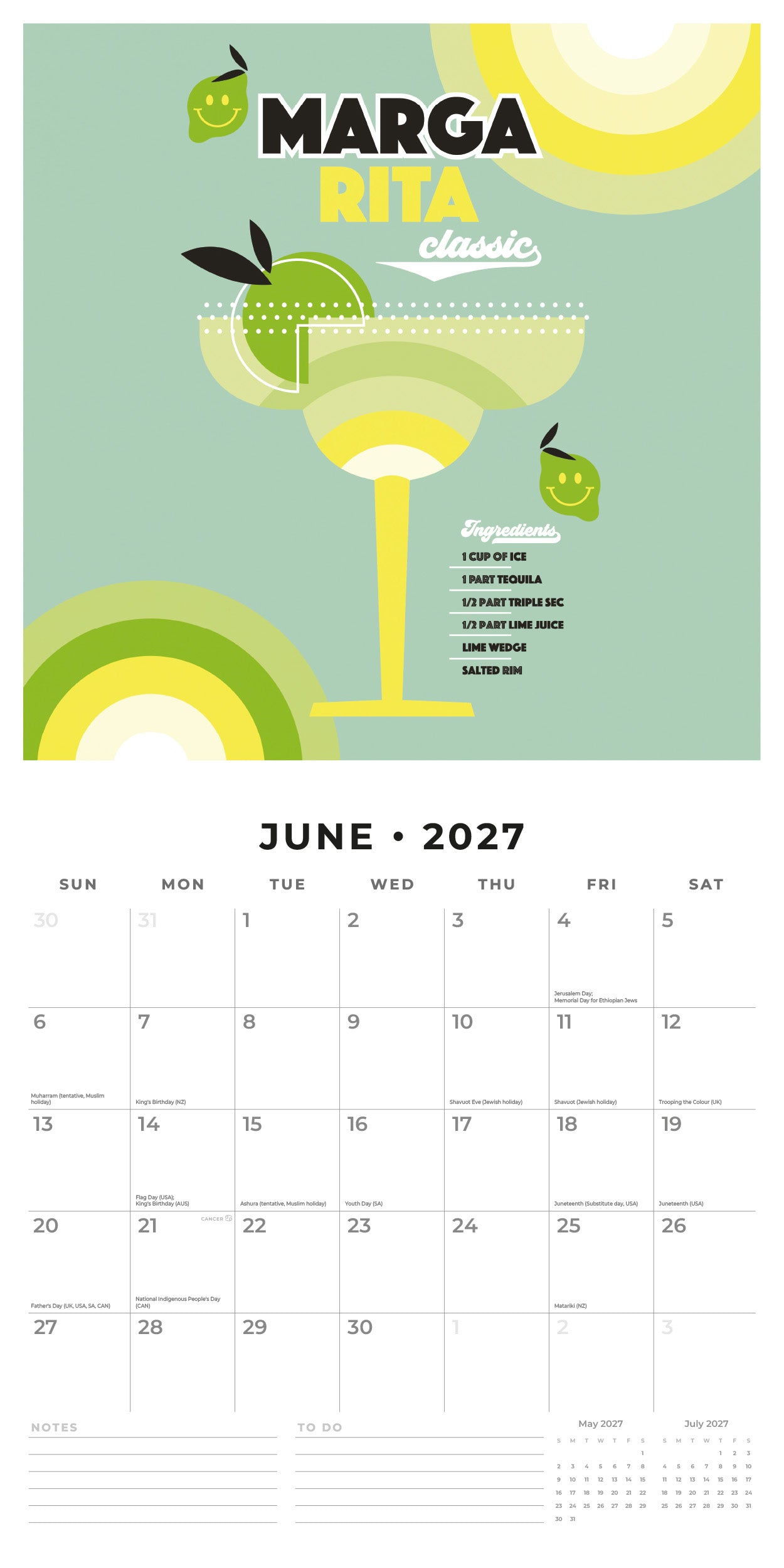 2027 Dominique Vari A Year in Cocktails - Square Wall Calendar