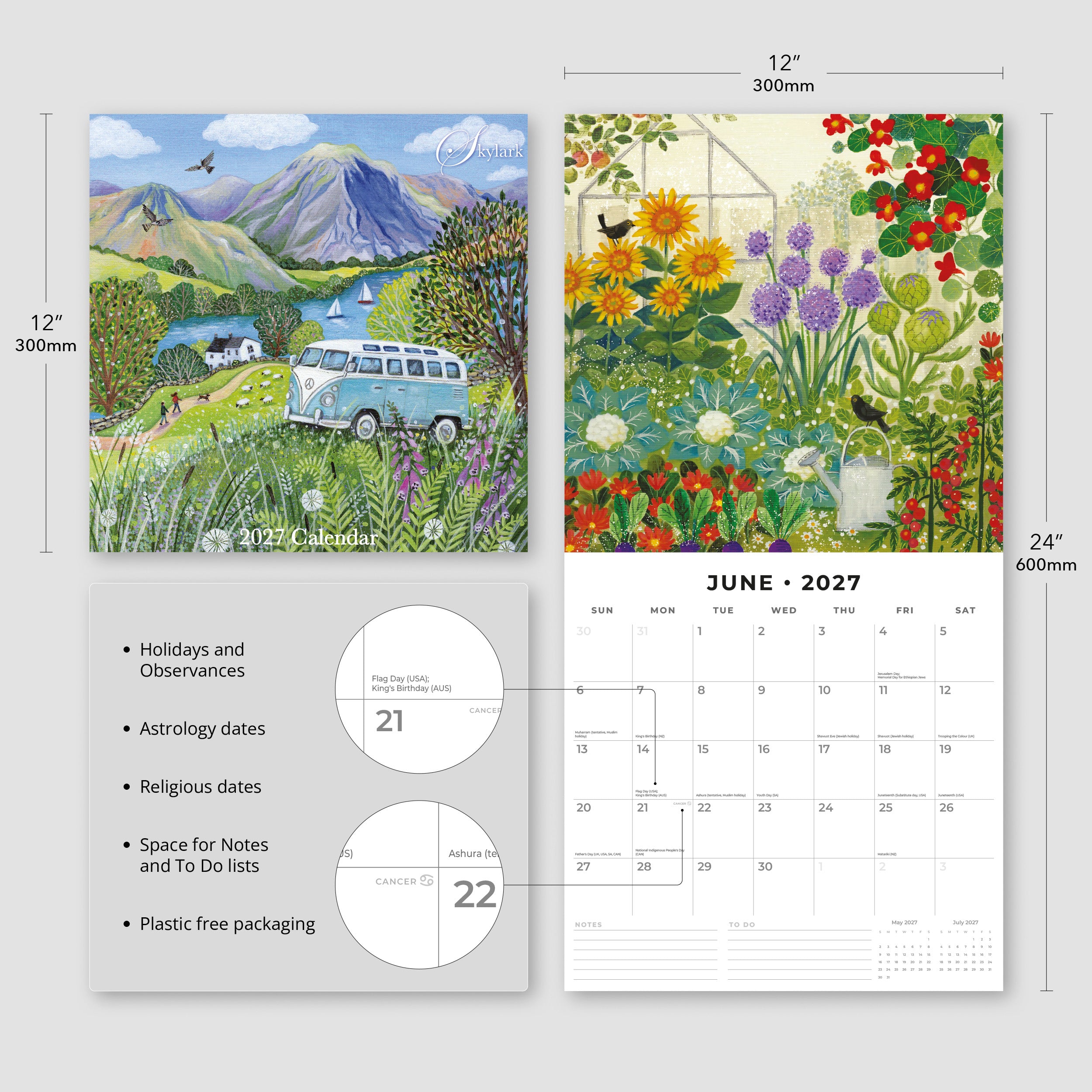 2027 Skylark - Campervan - Square Wall Calendar