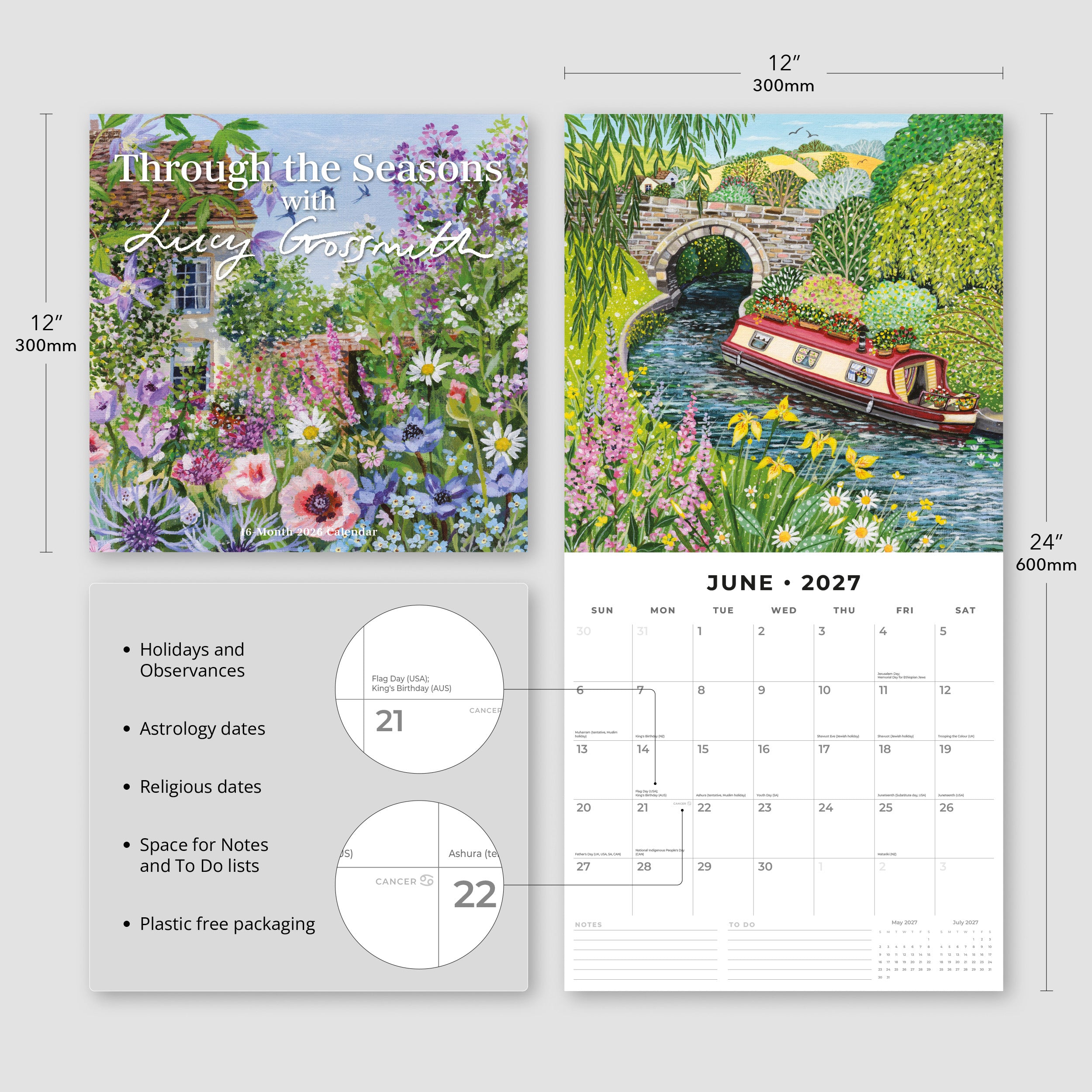 2027 Through the Seasons with Lucy Grossmith - Square Wall Calendar