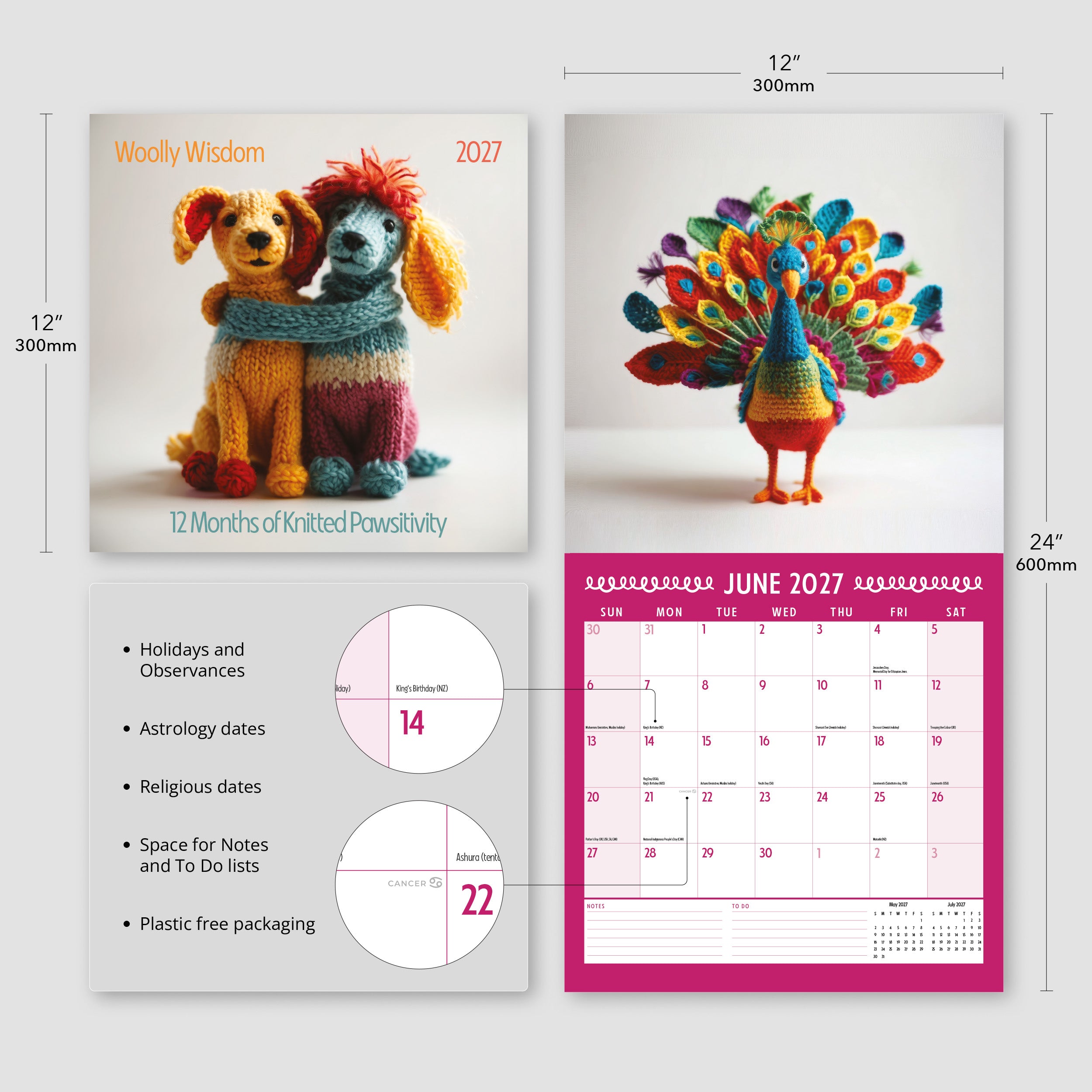 2027 Woolly Wisdom - Brilliantly Brave - Square Wall Calendar