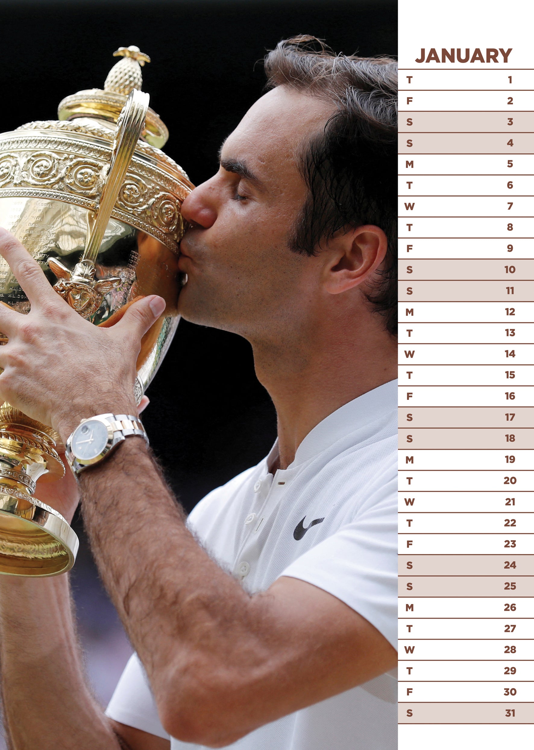 2026 Roger Federer - A3 Wall Calendar