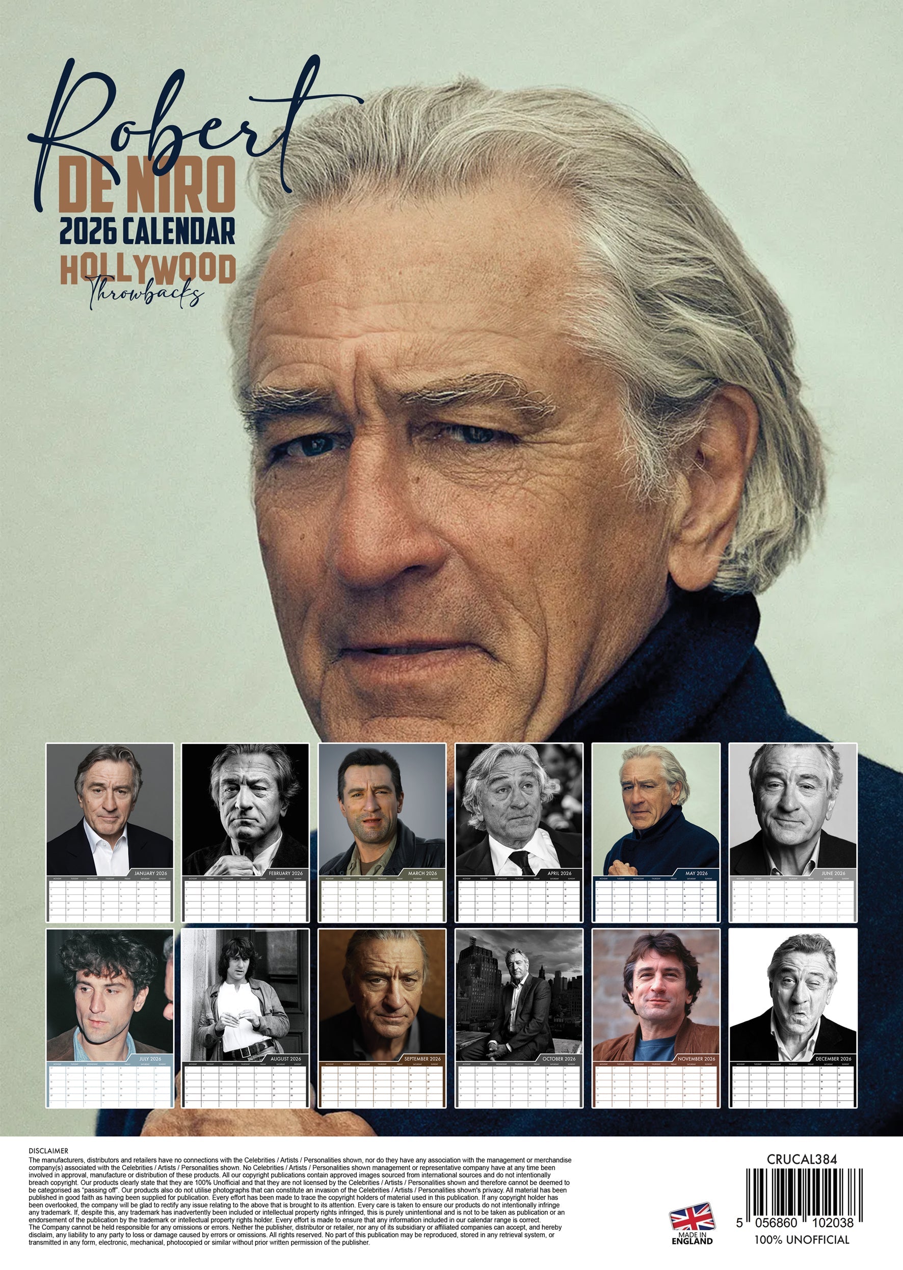 2026 Robert De Niro - A3 Wall Calendar