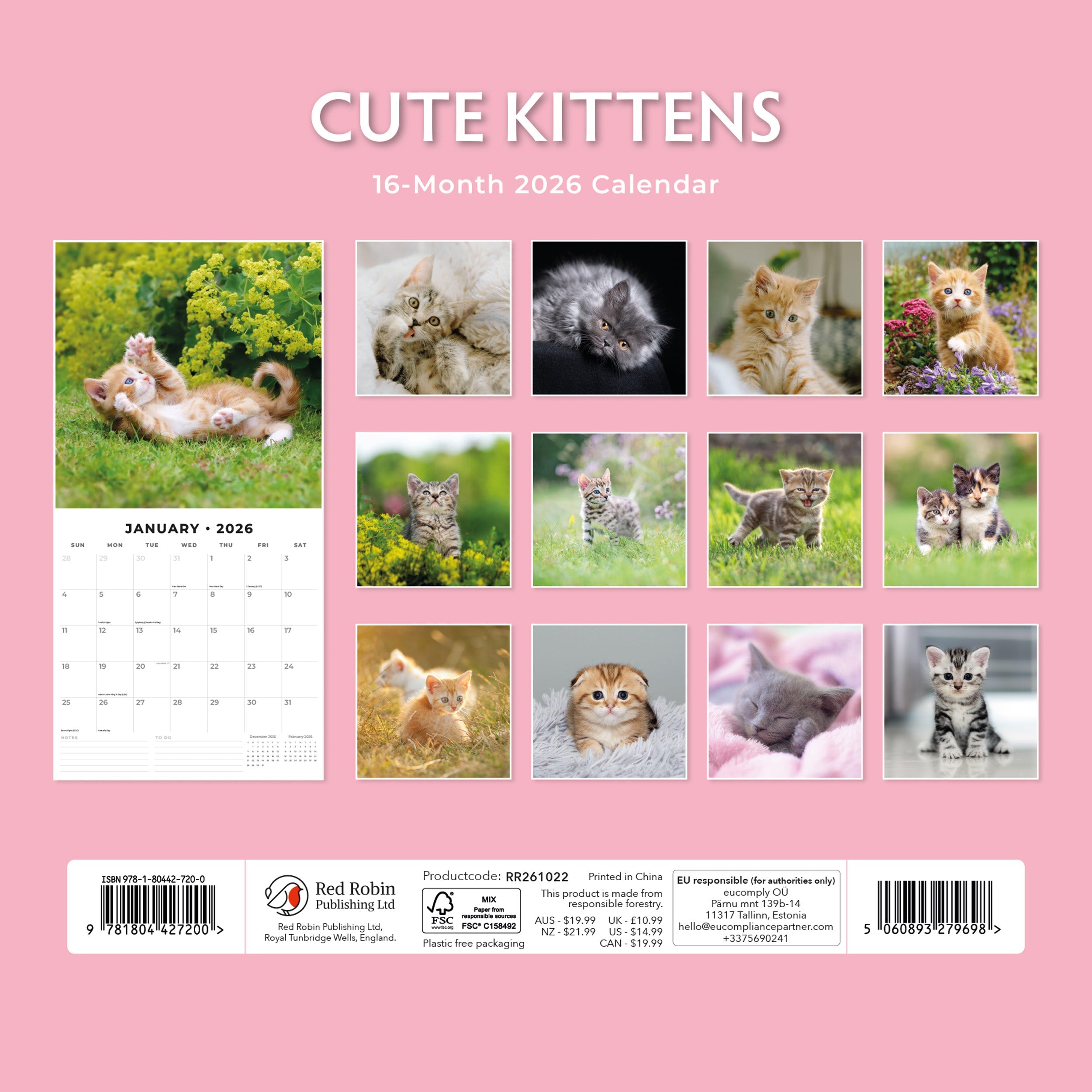 2026 Cute Kittens - Square Wall Calendar